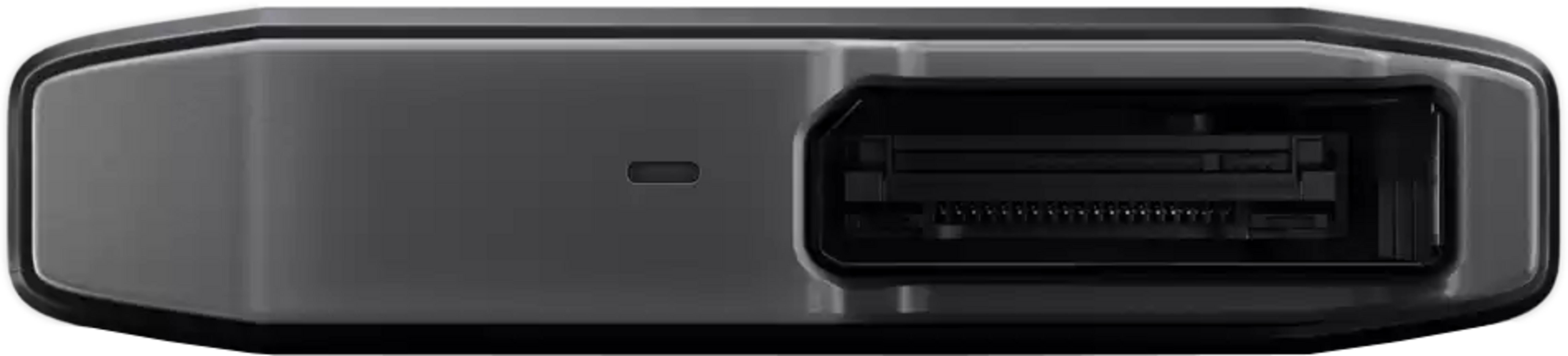 Un connettore per hard disk esterno nero con molti pin.