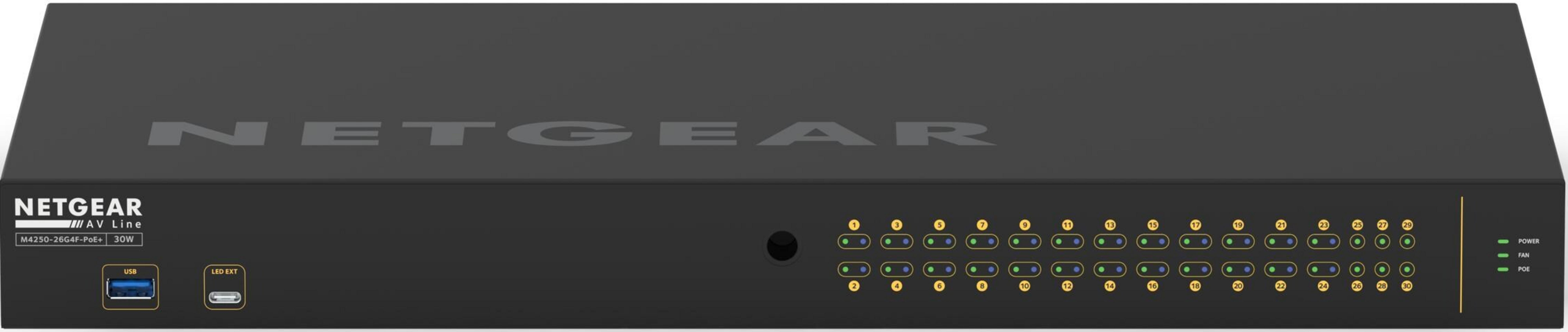 Switch Netgear AV Line z 30 portami, USB i portami LED EXT.