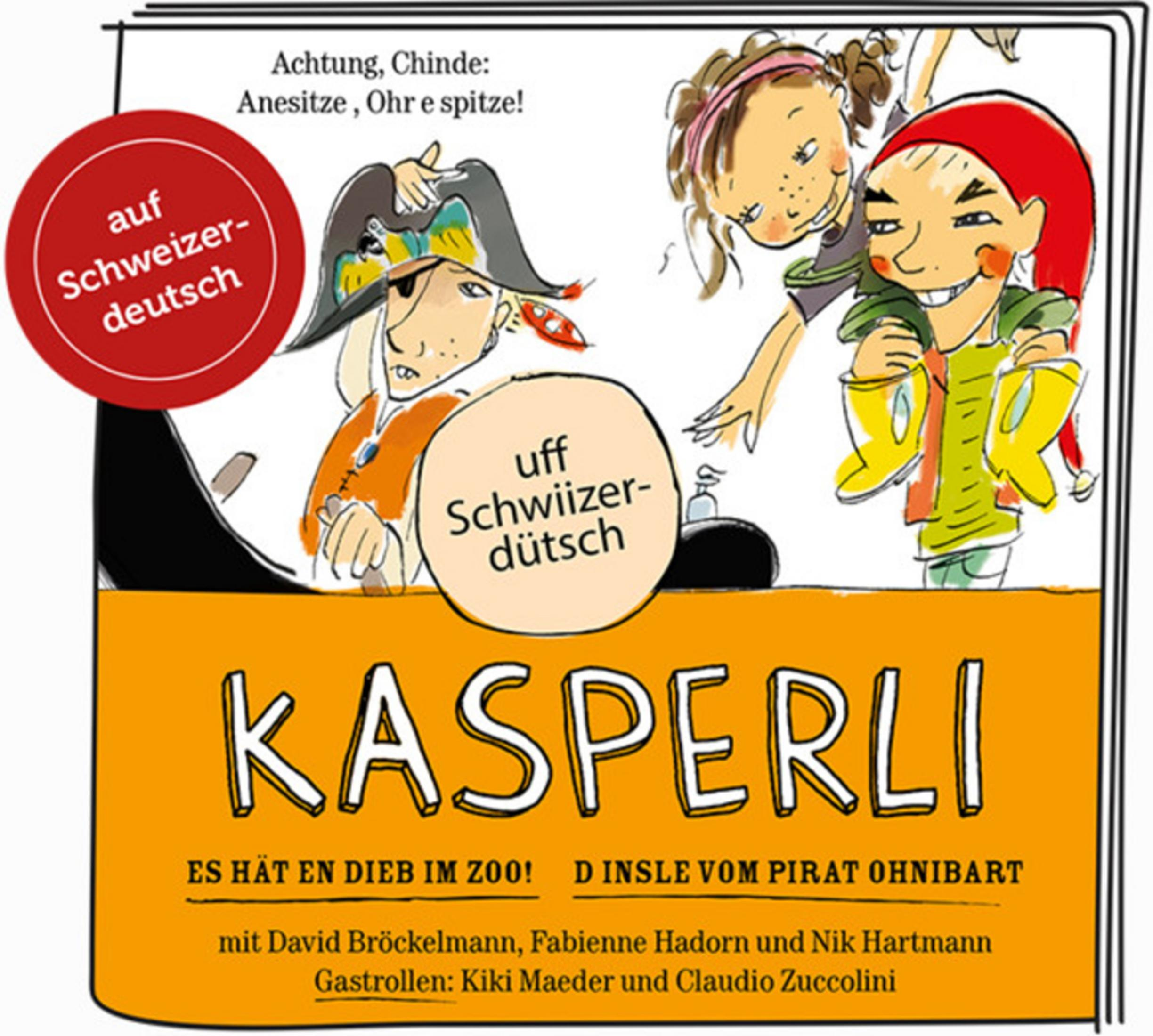 Illustration von Kindern, die "Kasperli" auf Schweizerdeutsch spielen.