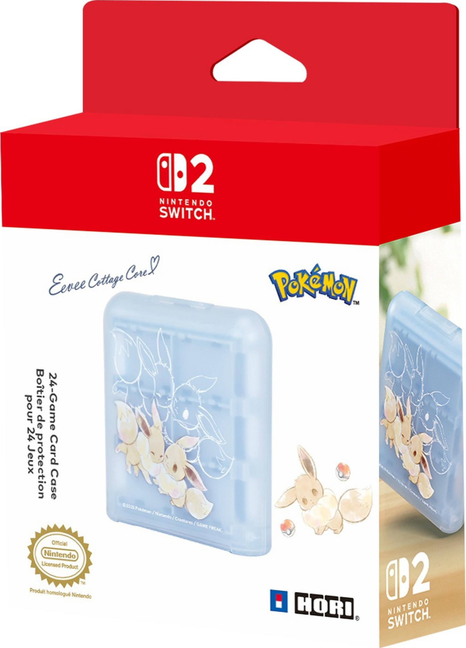 Czerwone pudełko Nintendo Switch. Niebieskie etui z Eevee.