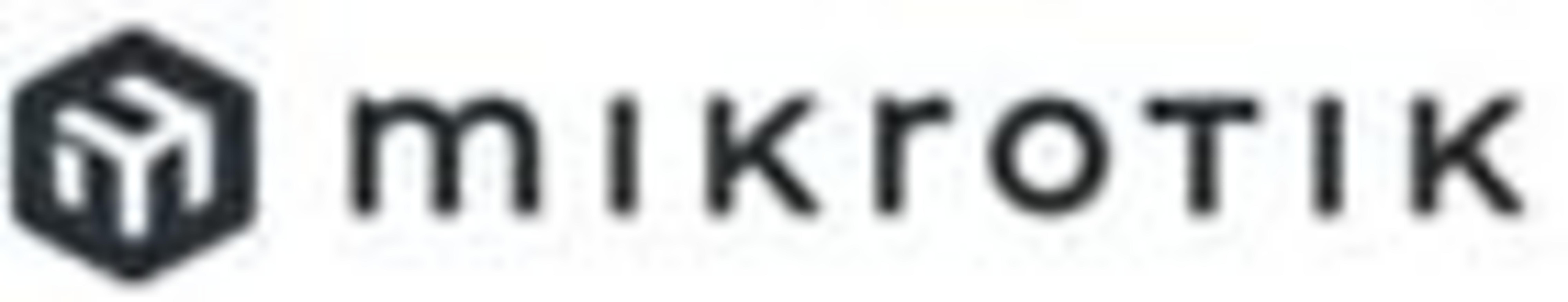 Logo MikroTik: Kształt sześciokąta z elementami trójkątnymi i tekstem.