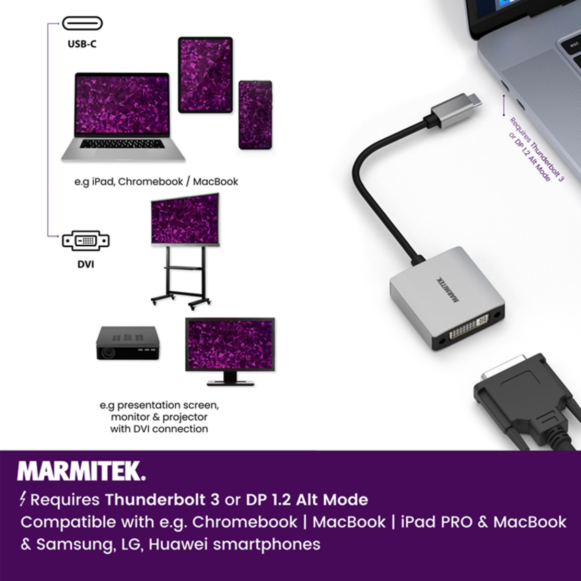 USB-C zu DVI Adapter mit Laptop, Tablet, Smartphone, Monitor & Projektor.