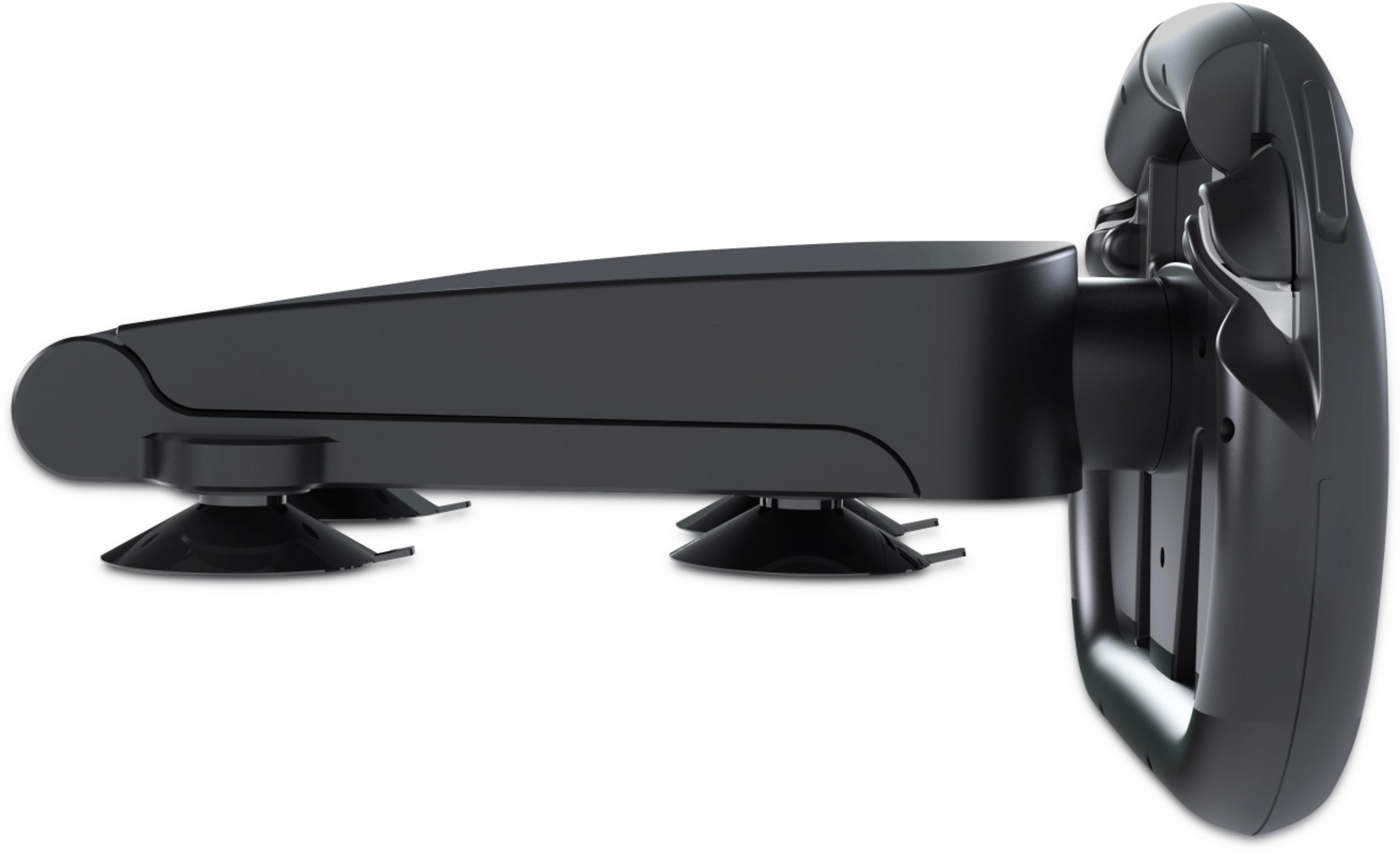 Soporte de volante negro con ventosas.