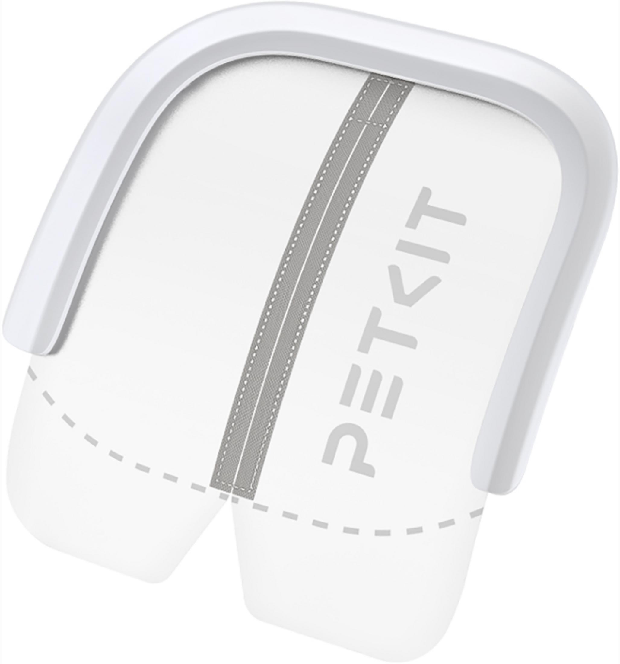 Un contenitore bianco con banda grigia e logo PETKIT.
