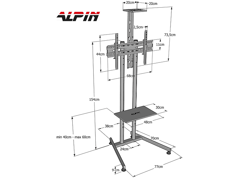ALPIN TV Fuar Standı Video Kamera Askı Aparatlı Metal Ayaklı