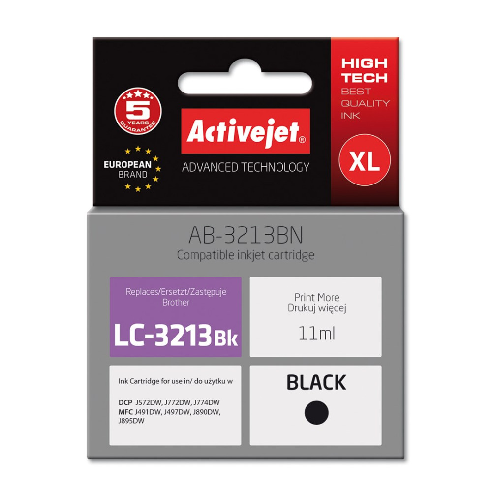 Scatola per una cartuccia d'inchiostro compatibile XL nera Activejet AB-3213BN.