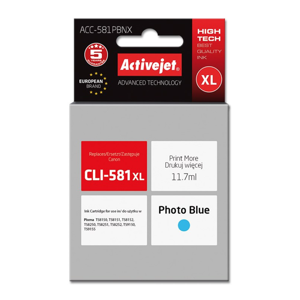 Confezione per cartuccia d'inchiostro blu XL CLI-581 per stampanti Canon Pixma.