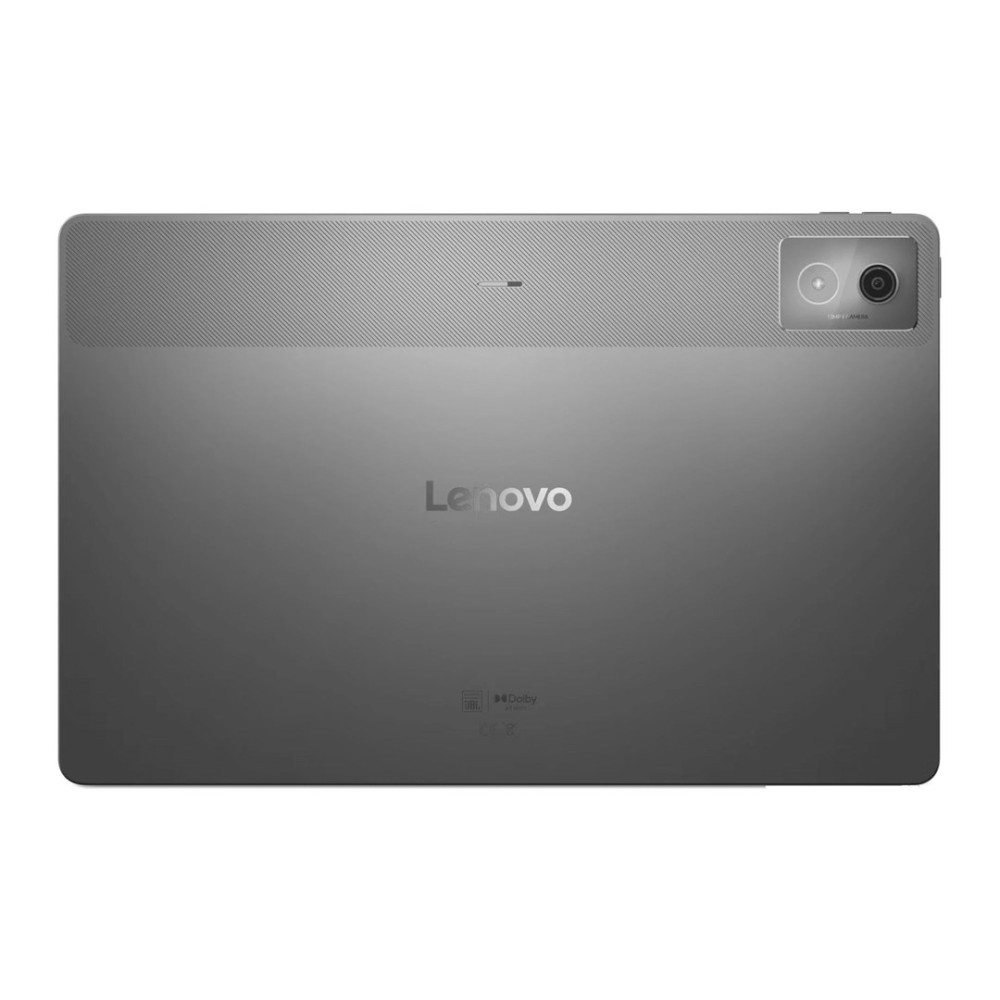 Tył szarego tabletu Lenovo z aparatem i logo Dolby.