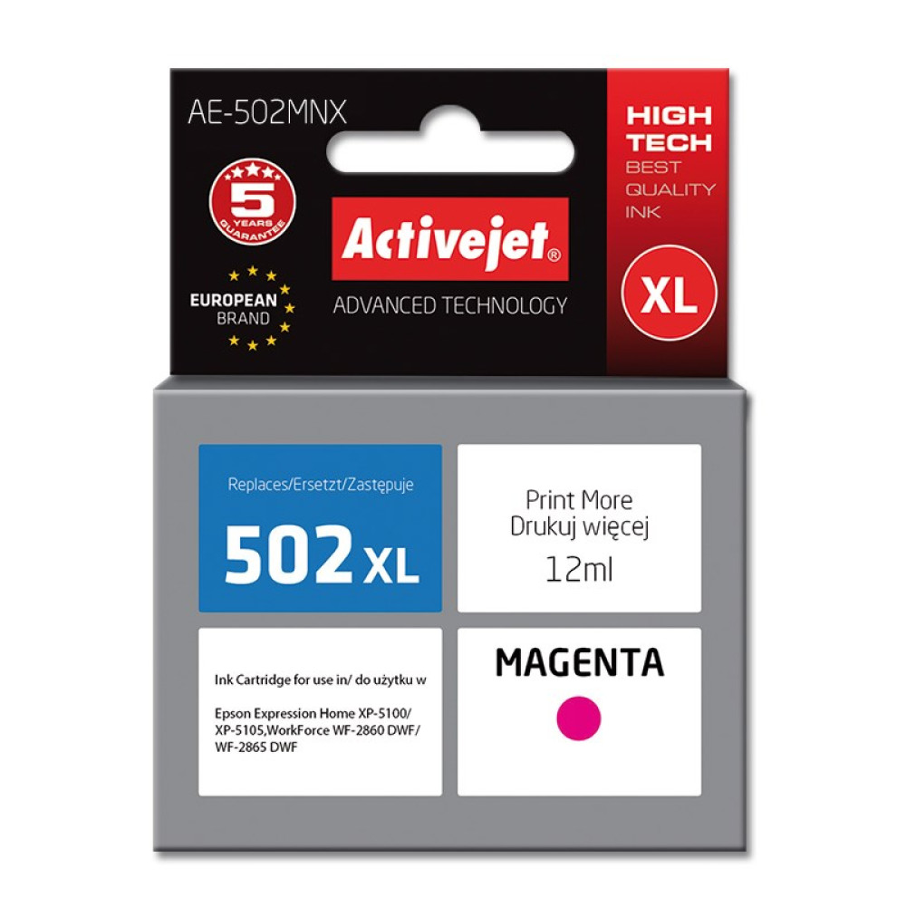 Confezione inchiostro Activejet 502XL Magenta. Con garanzia 5 anni.