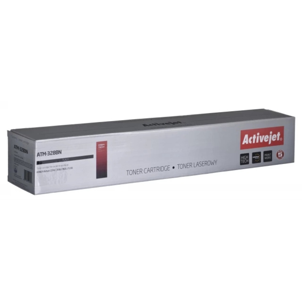 Una scatola argentata con cartuccia toner Activejet ATM-328BN.