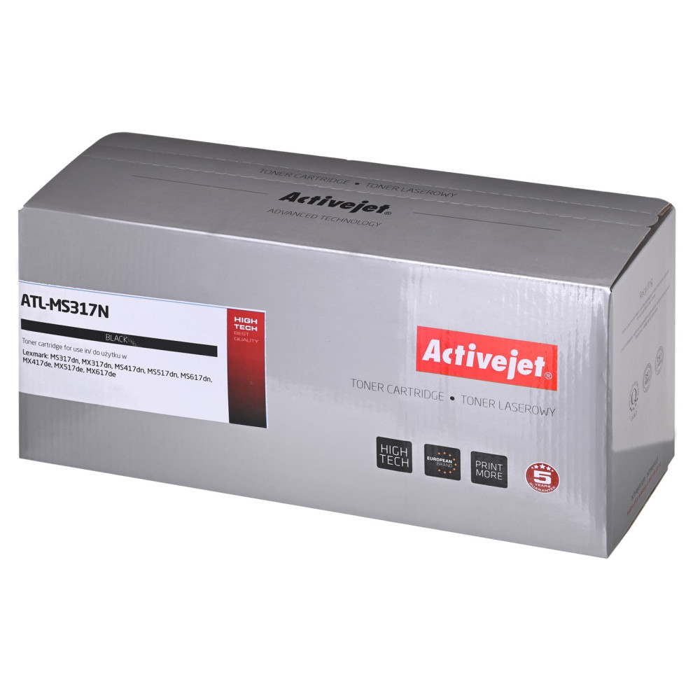 Srebrne pudełko na czarny toner Activejet ATL-MS317N.