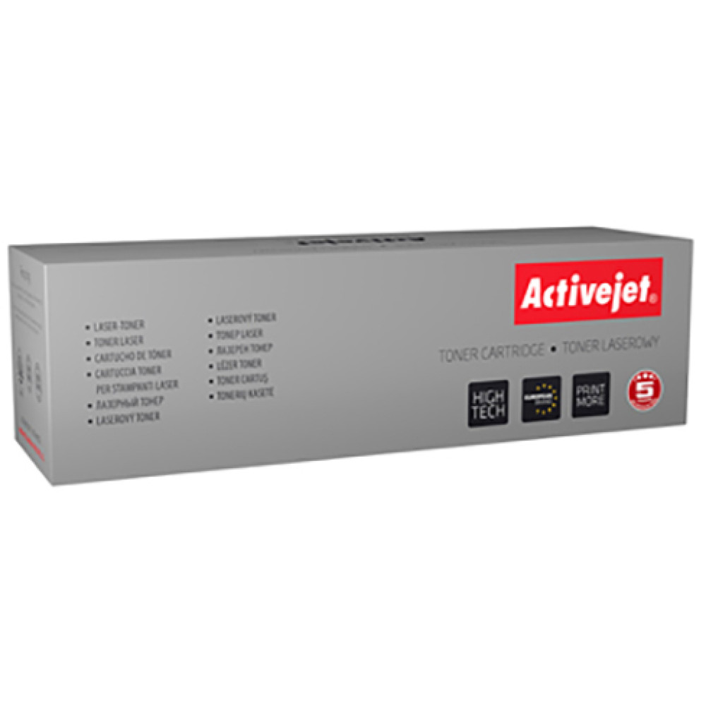 Scatola grigia per toner laser Activejet con logo rosso.