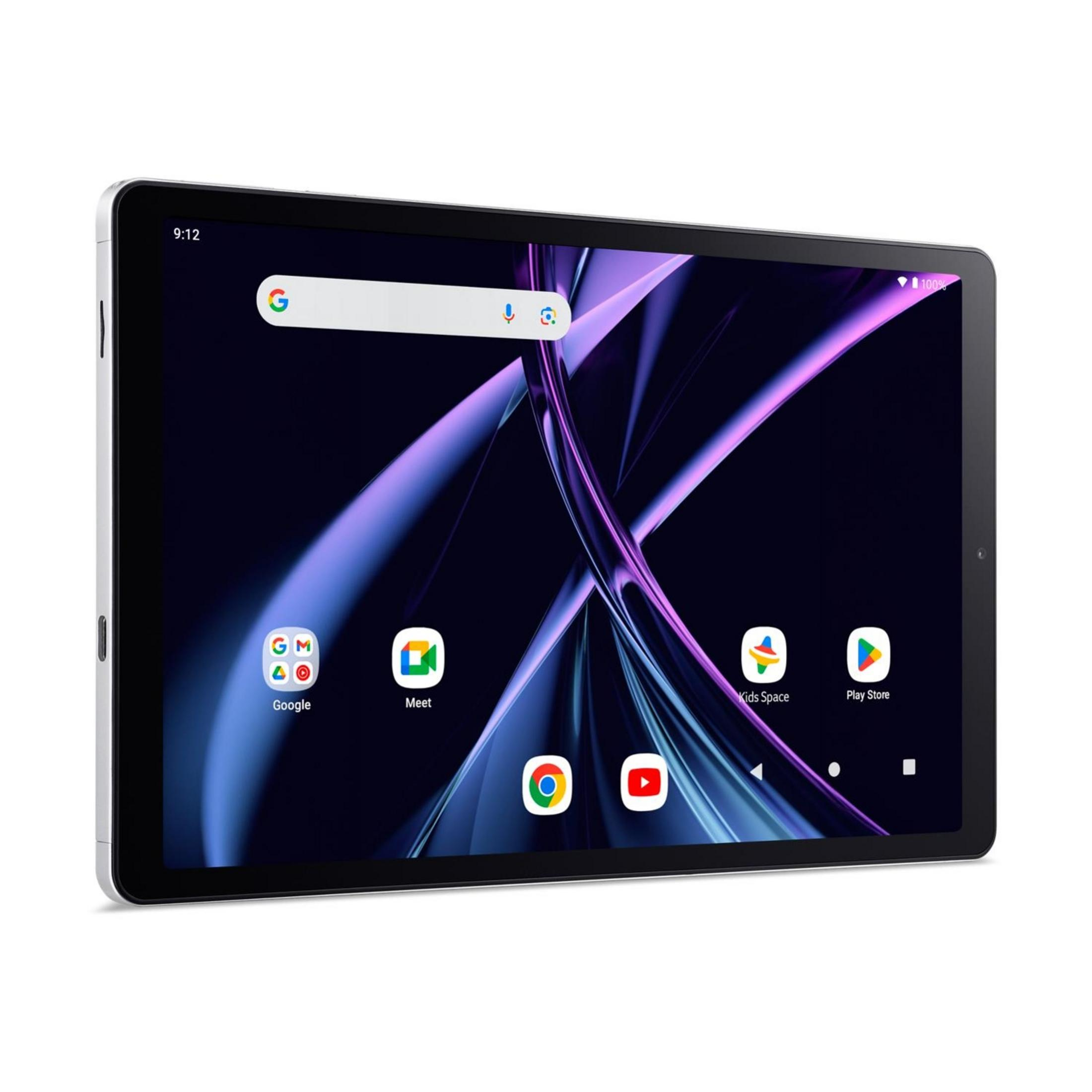 Tablet z ciemnym tłem i kolorowymi ikonami aplikacji.