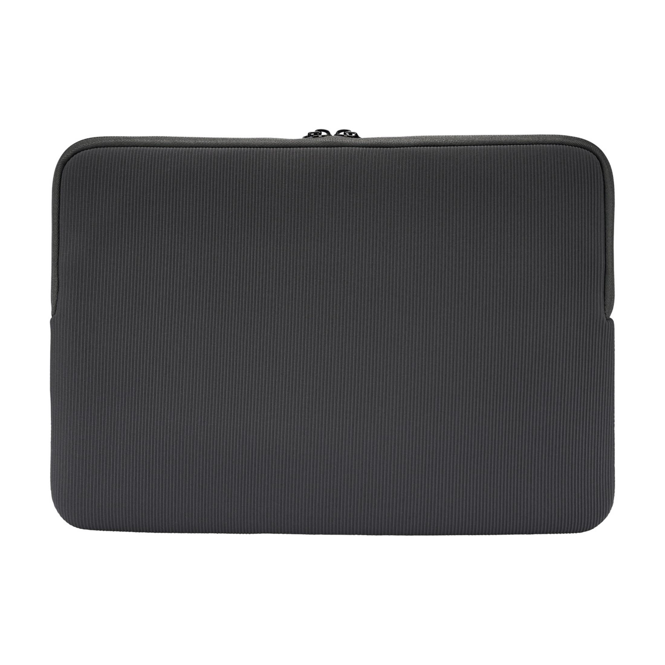 A dark, ribbed laptop sleeve with a zipper.