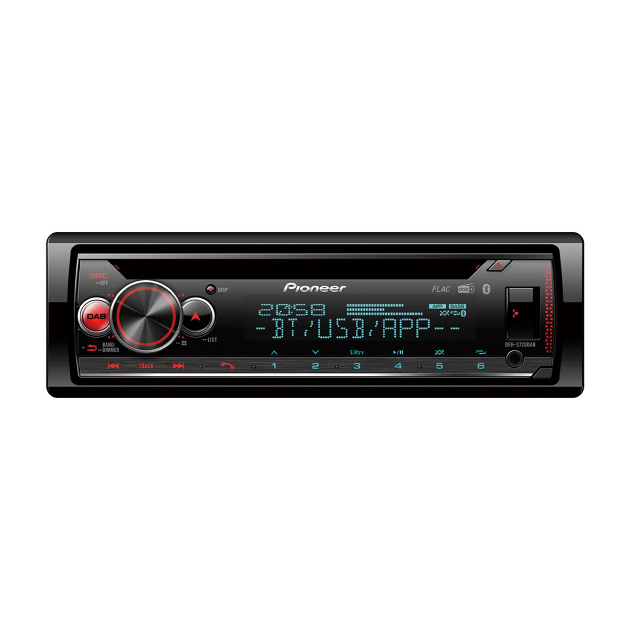 Pioneer Autoradio DEH-S720DAB mit Display, Drehregler, Tasten und USB-Anschluss.