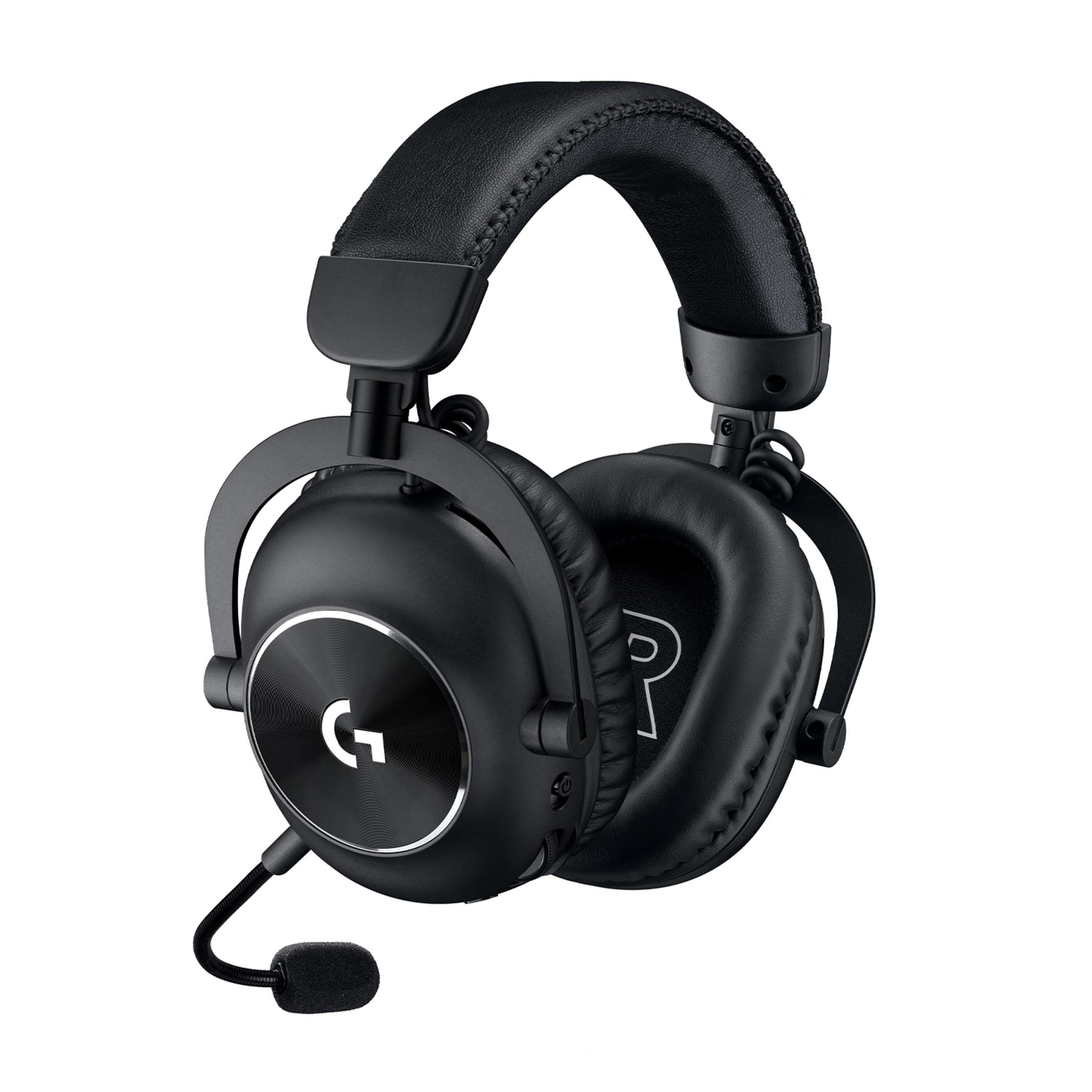Auriculares gaming negros con micrófono y logo de Logitech.