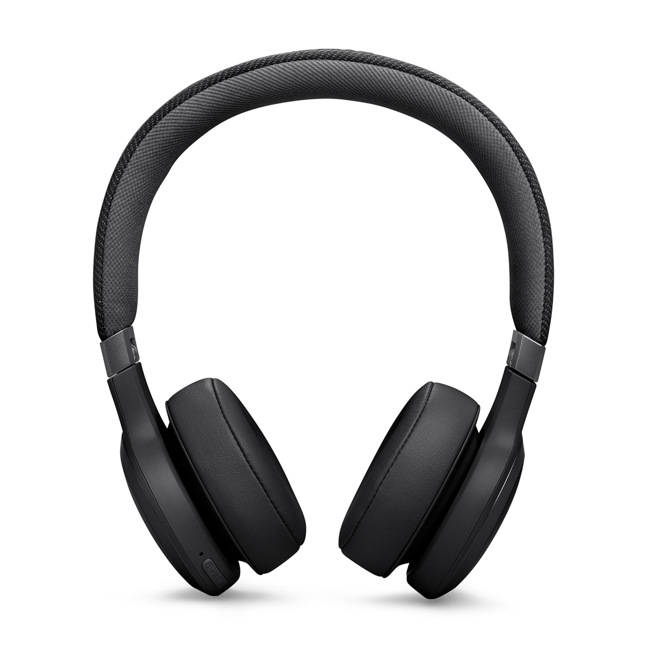 Zwarte over-ear koptelefoon met gewatteerde hoofdband en oorkappen.
