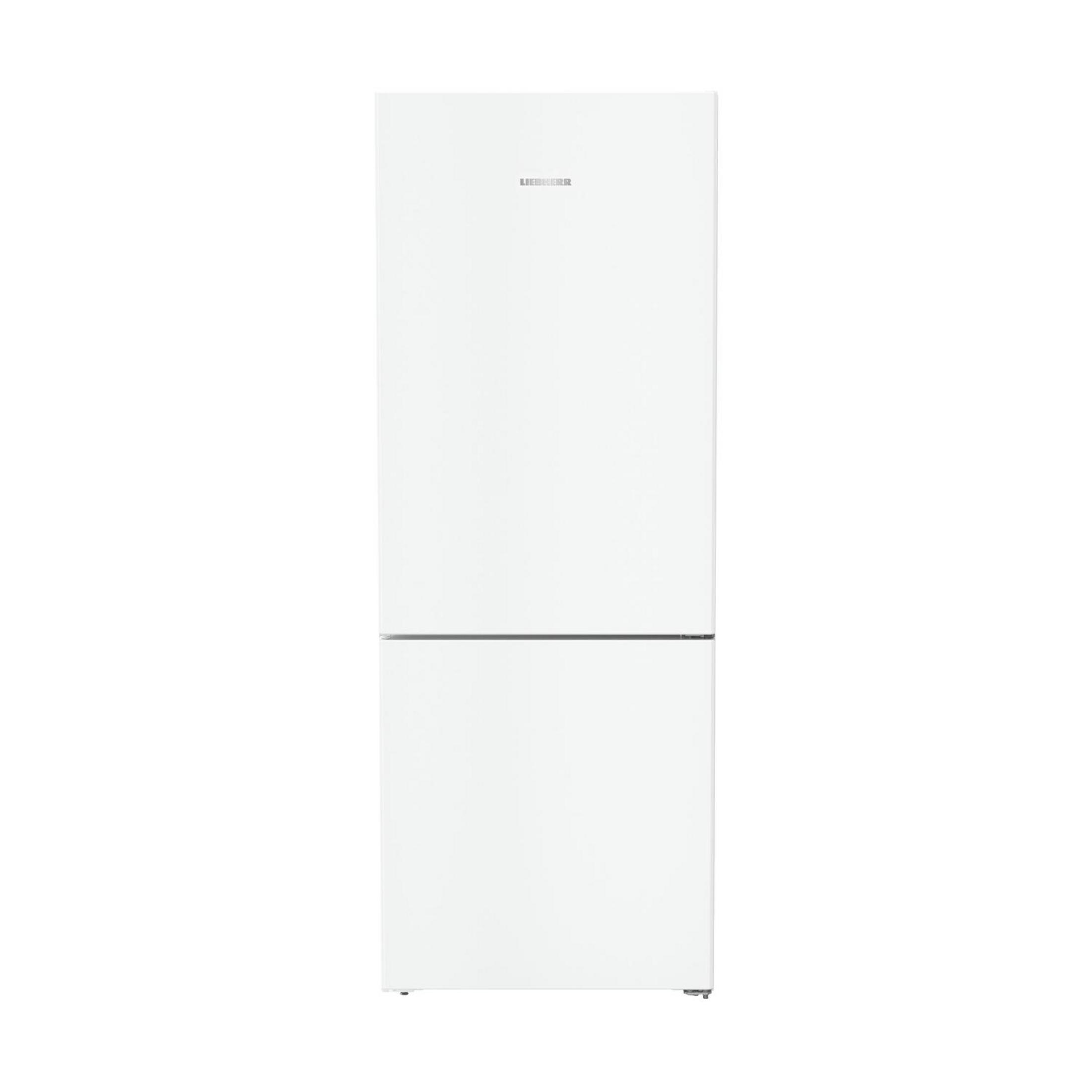 Un refrigerador blanco con el logo de LIEBHERR arriba.