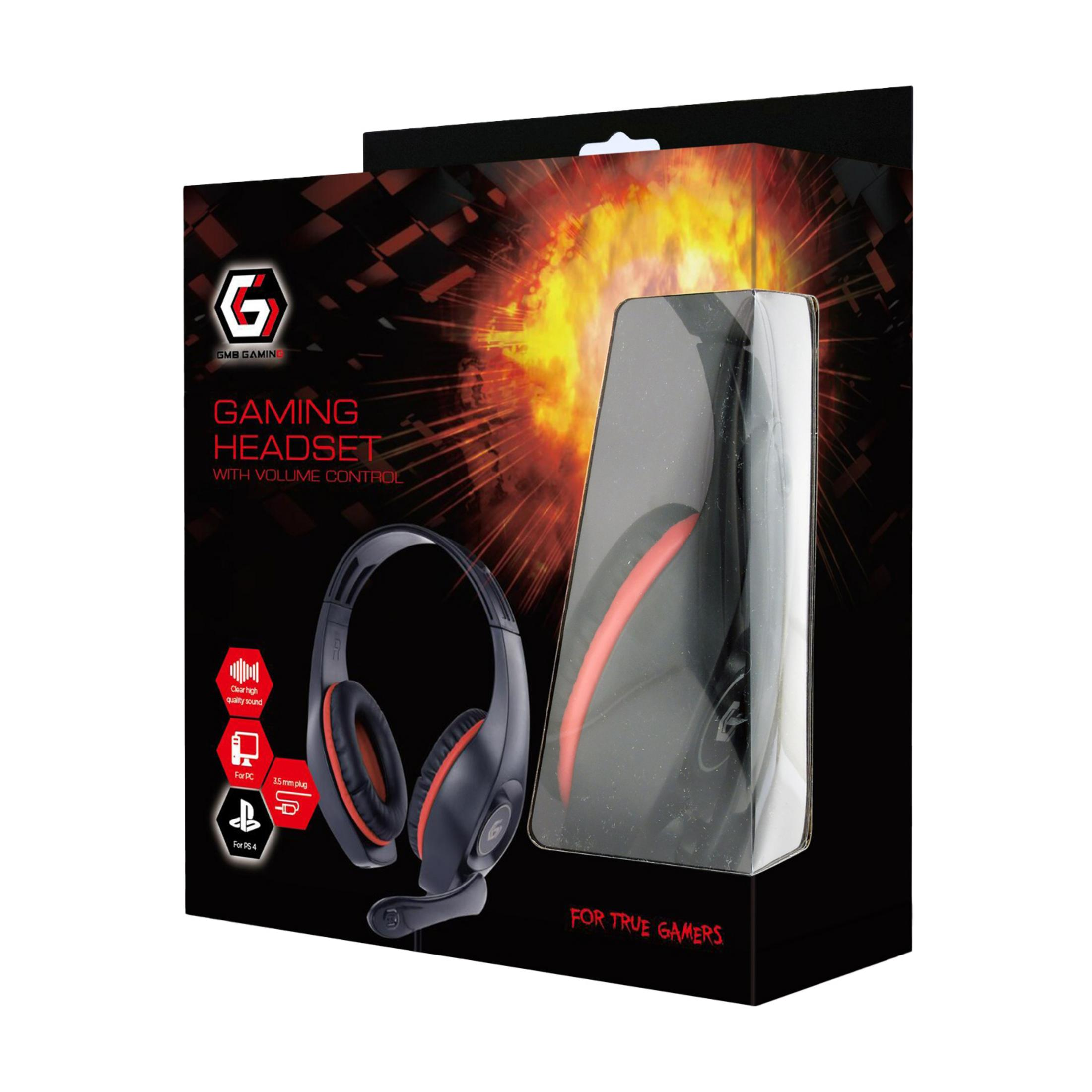 GMB Gaming Headset-Verpackung mit Headset, Sichtfenster und Gaming-Grafiken.