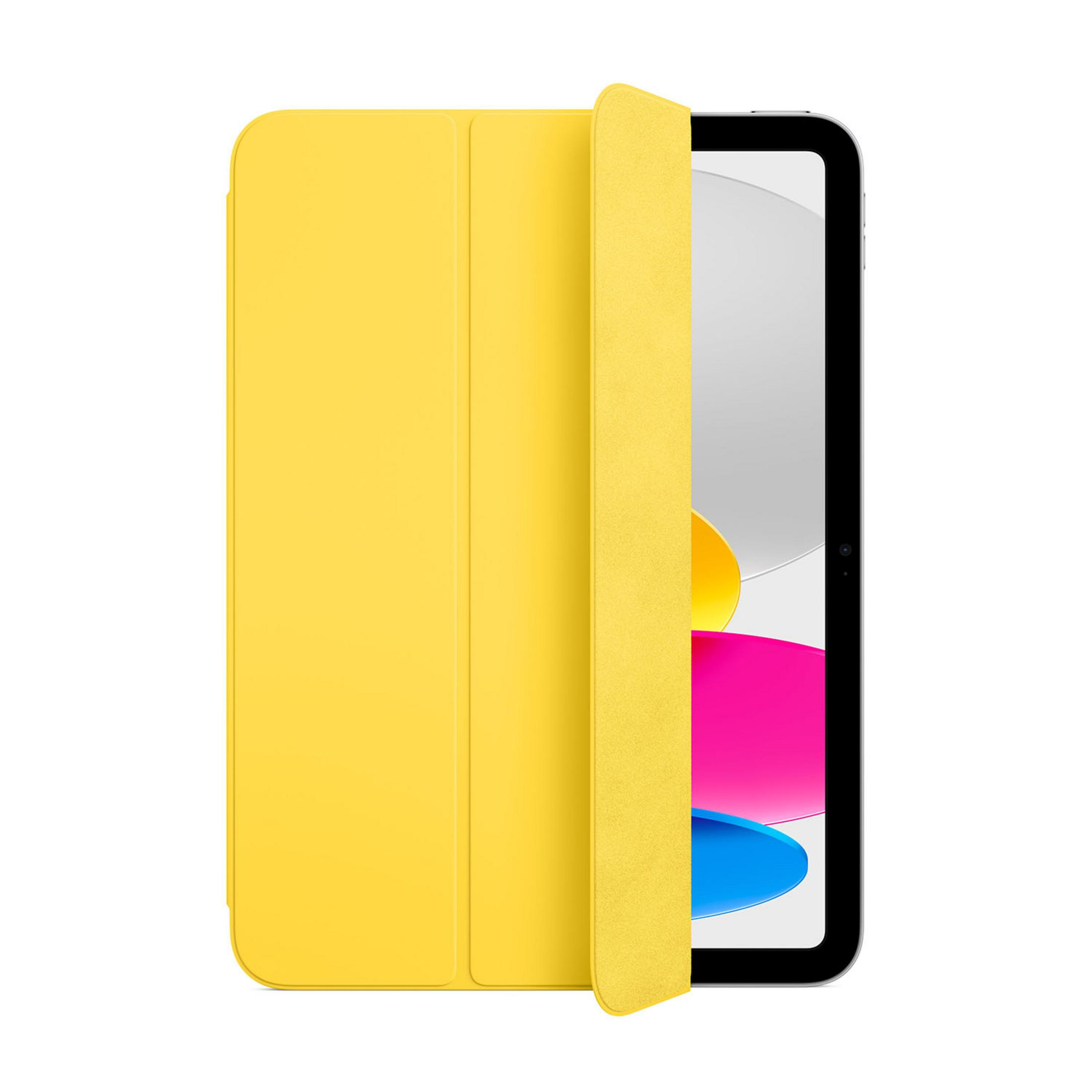 Gelbes Tablet mit Hülle, die teilweise geöffnet ist.