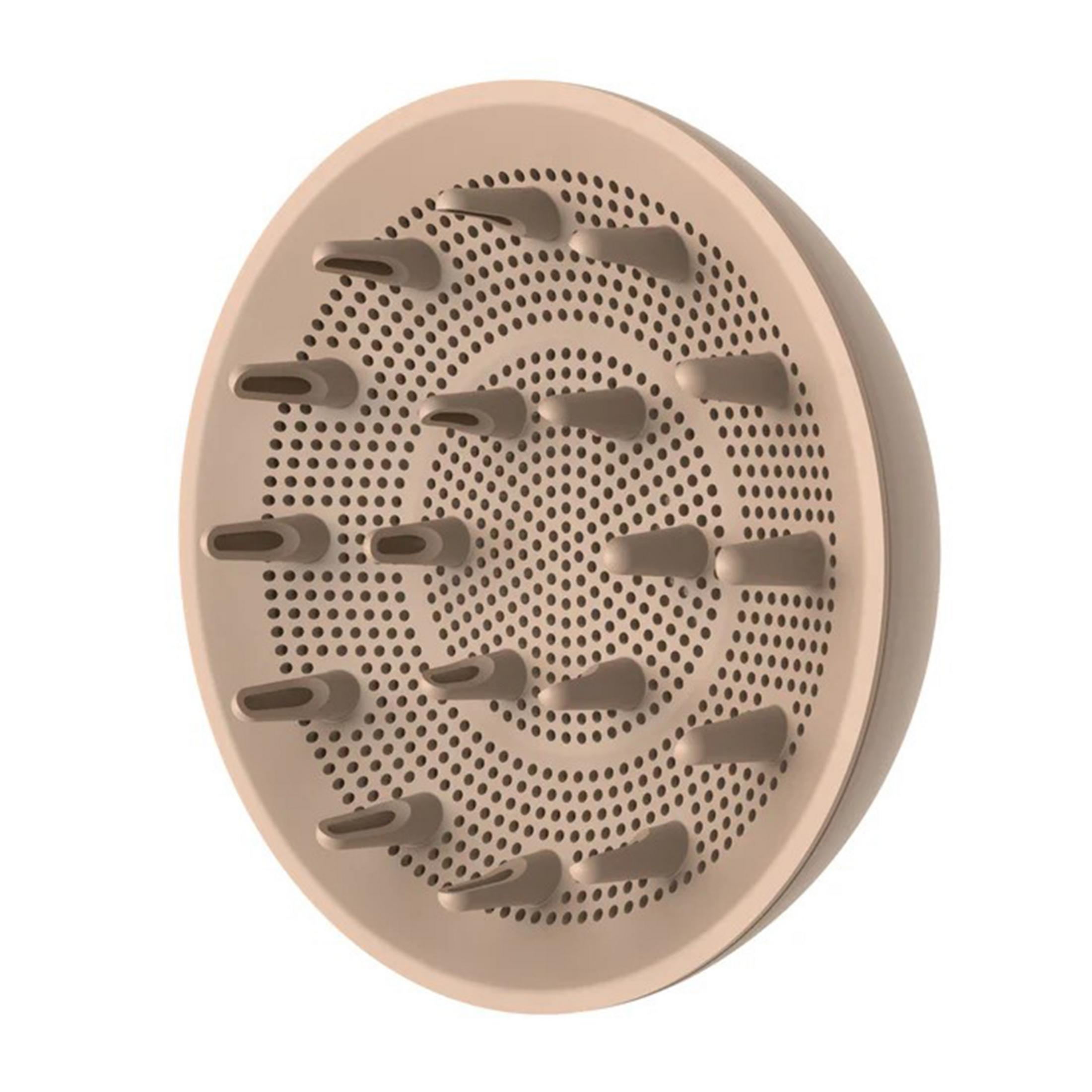 Un diffusore beige per asciugacapelli con molti piccoli fori.