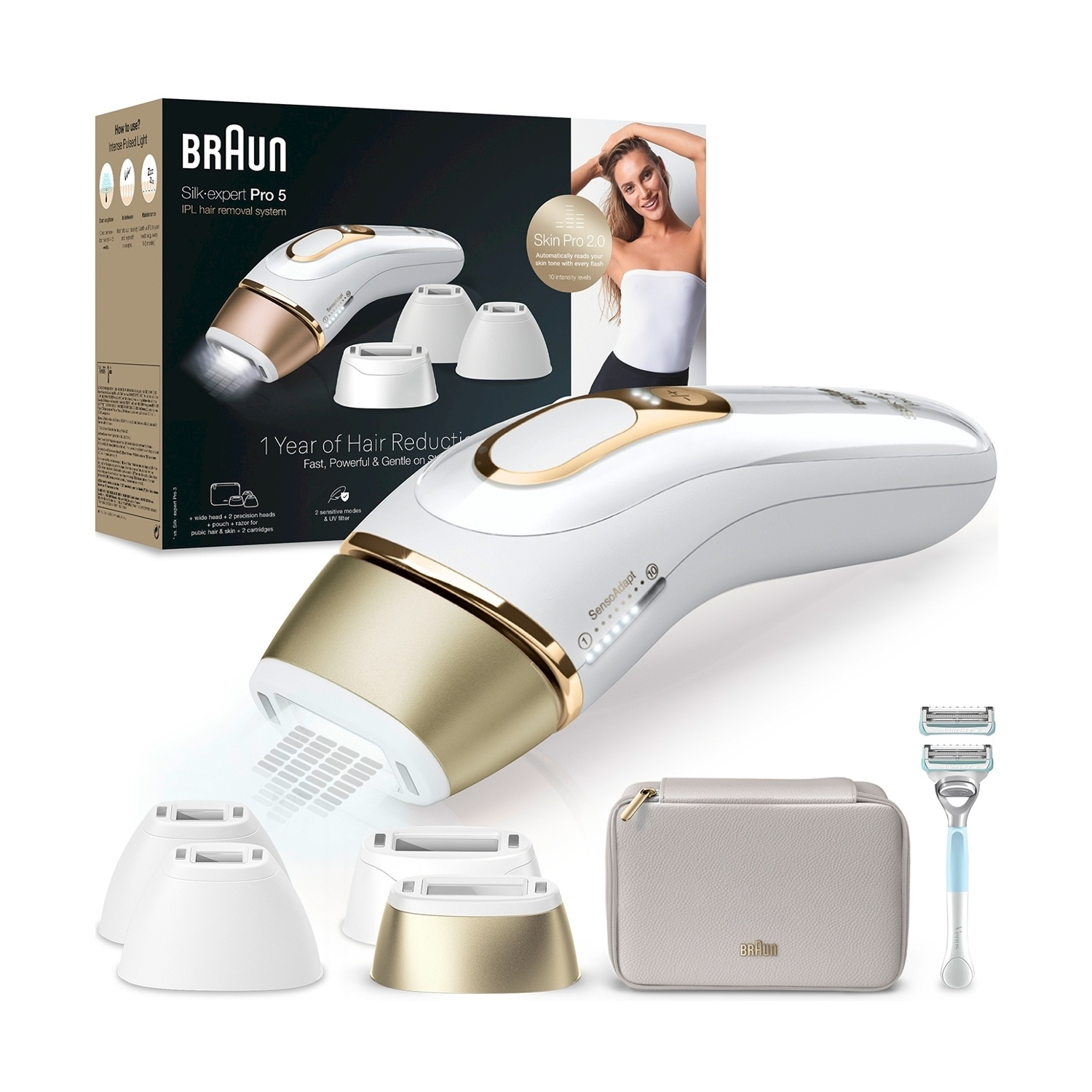 System do depilacji IPL Braun Silk-expert Pro 5 z akcesoriami.