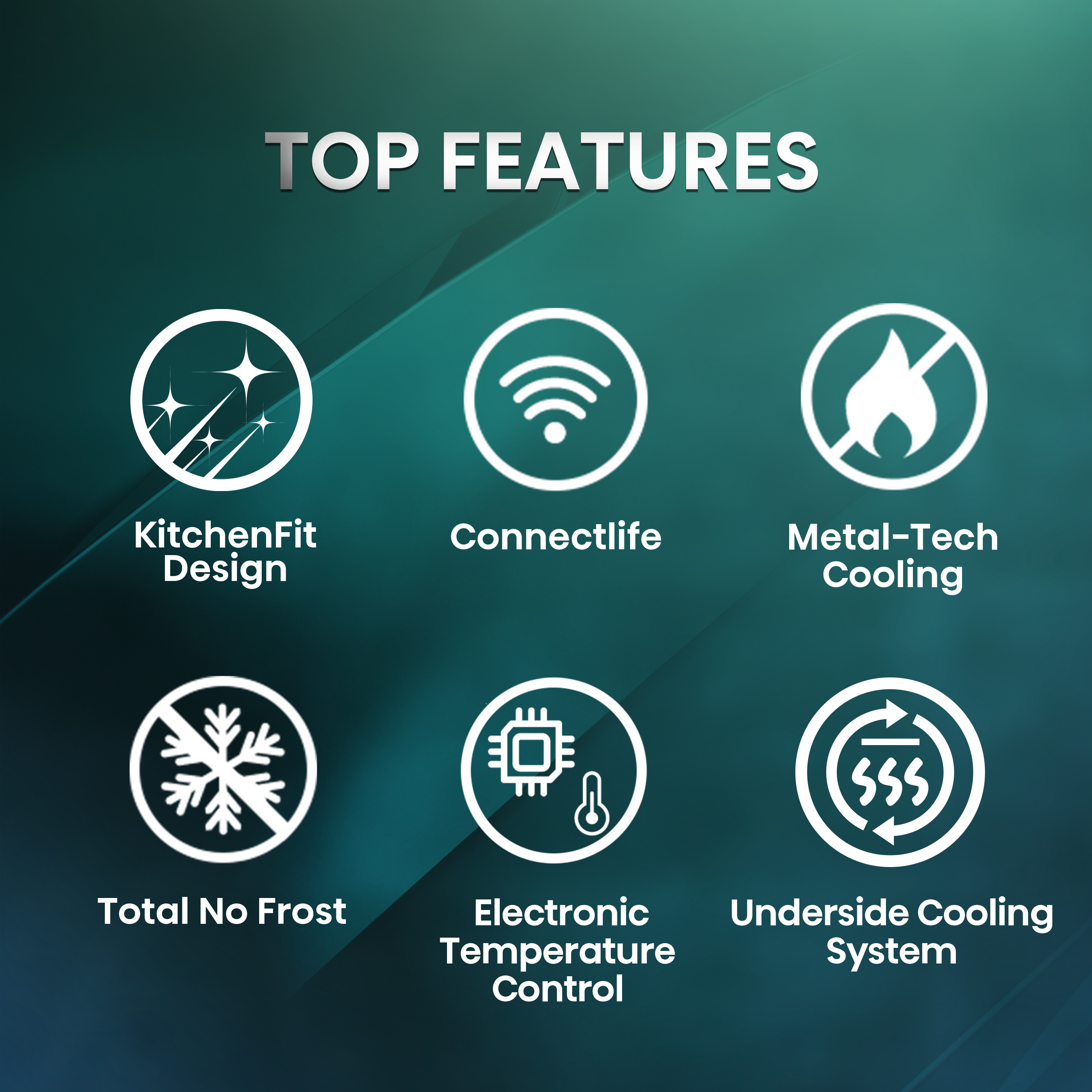 Najważniejsze Cechy: Design, Łączność, Chłodzenie, Bez Szronu, Kontrola Temp.