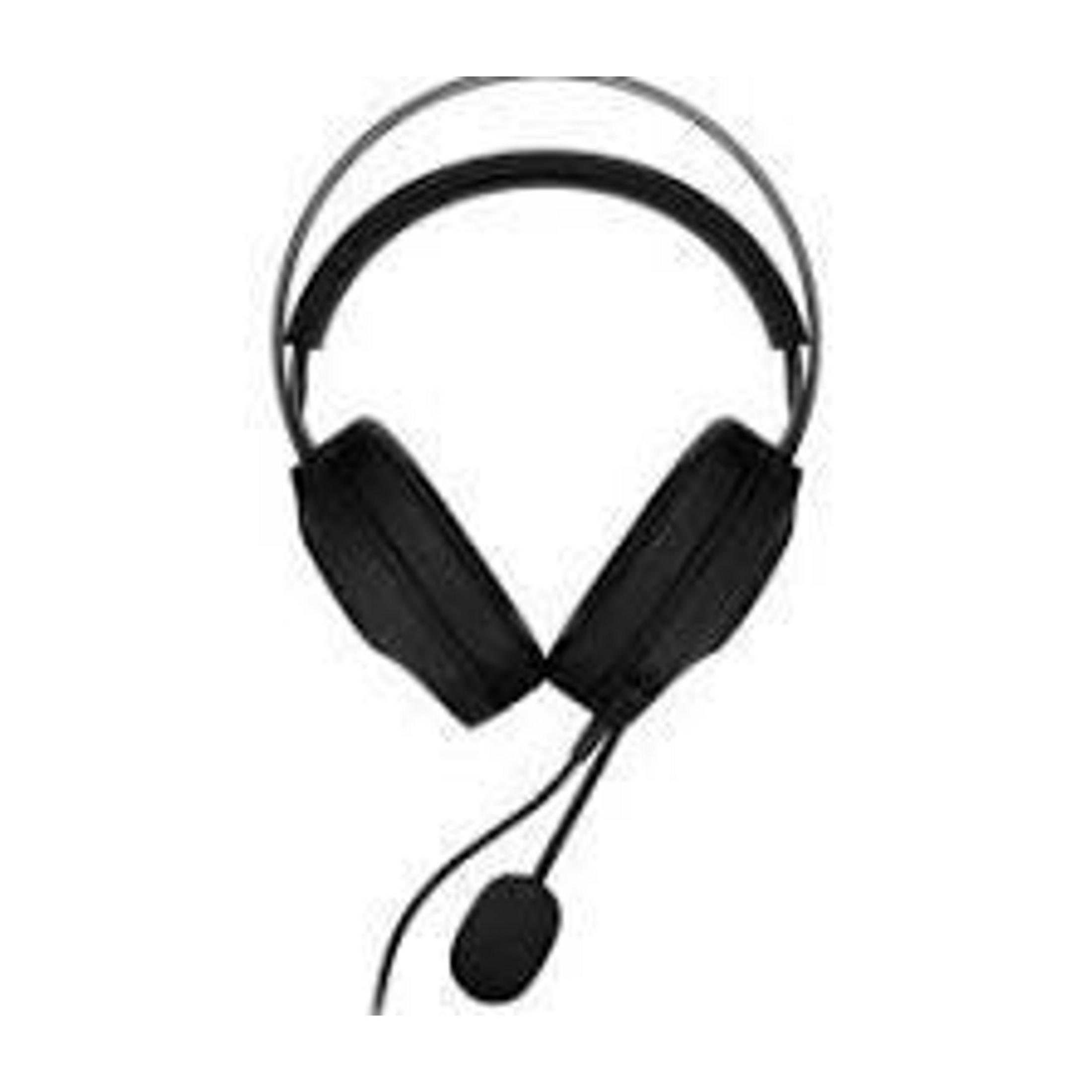 Czarne słuchawki nauszne z mikrofonem i kablem.