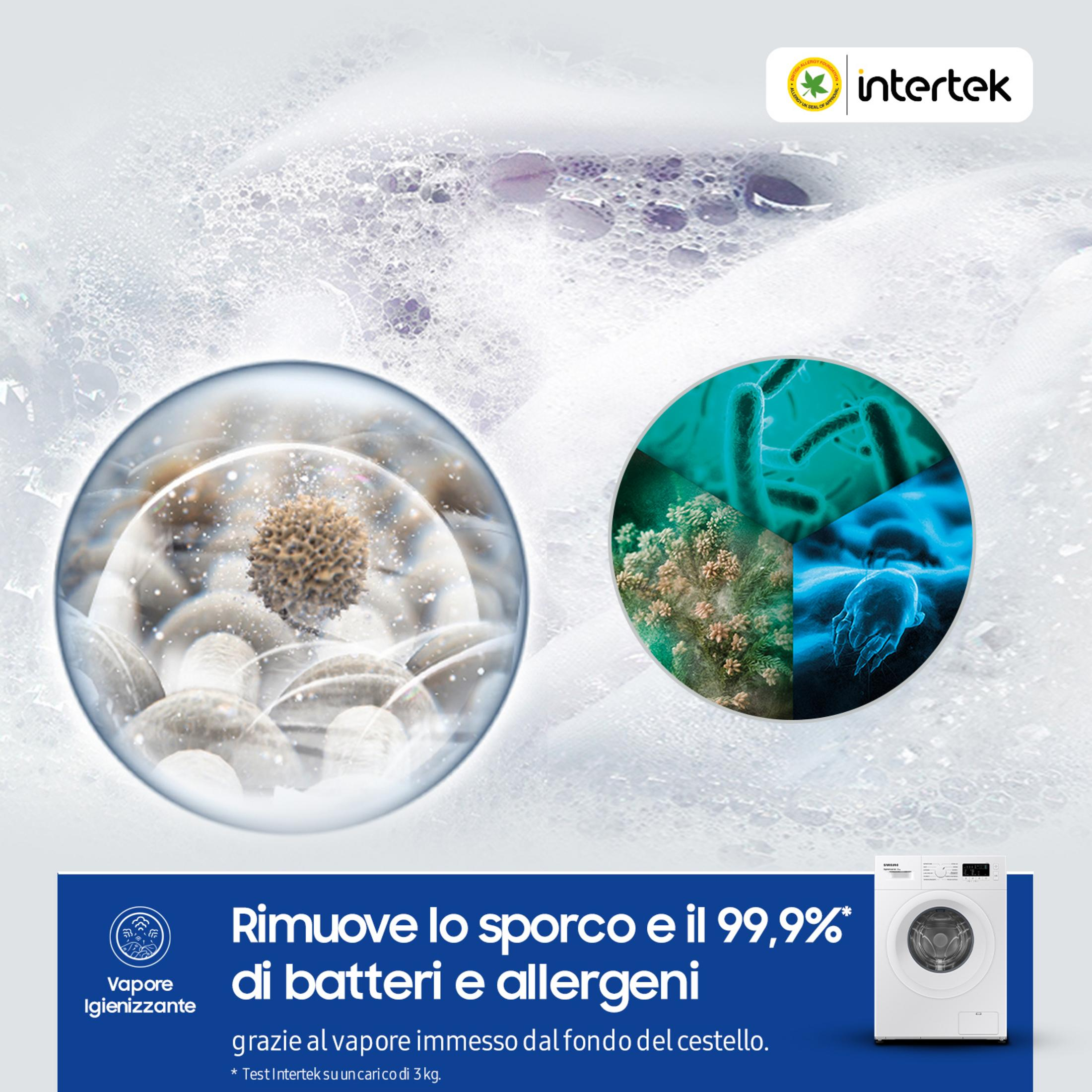 Una lavadora con función de vapor mata el 99,9% de bacterias y alérgenos.