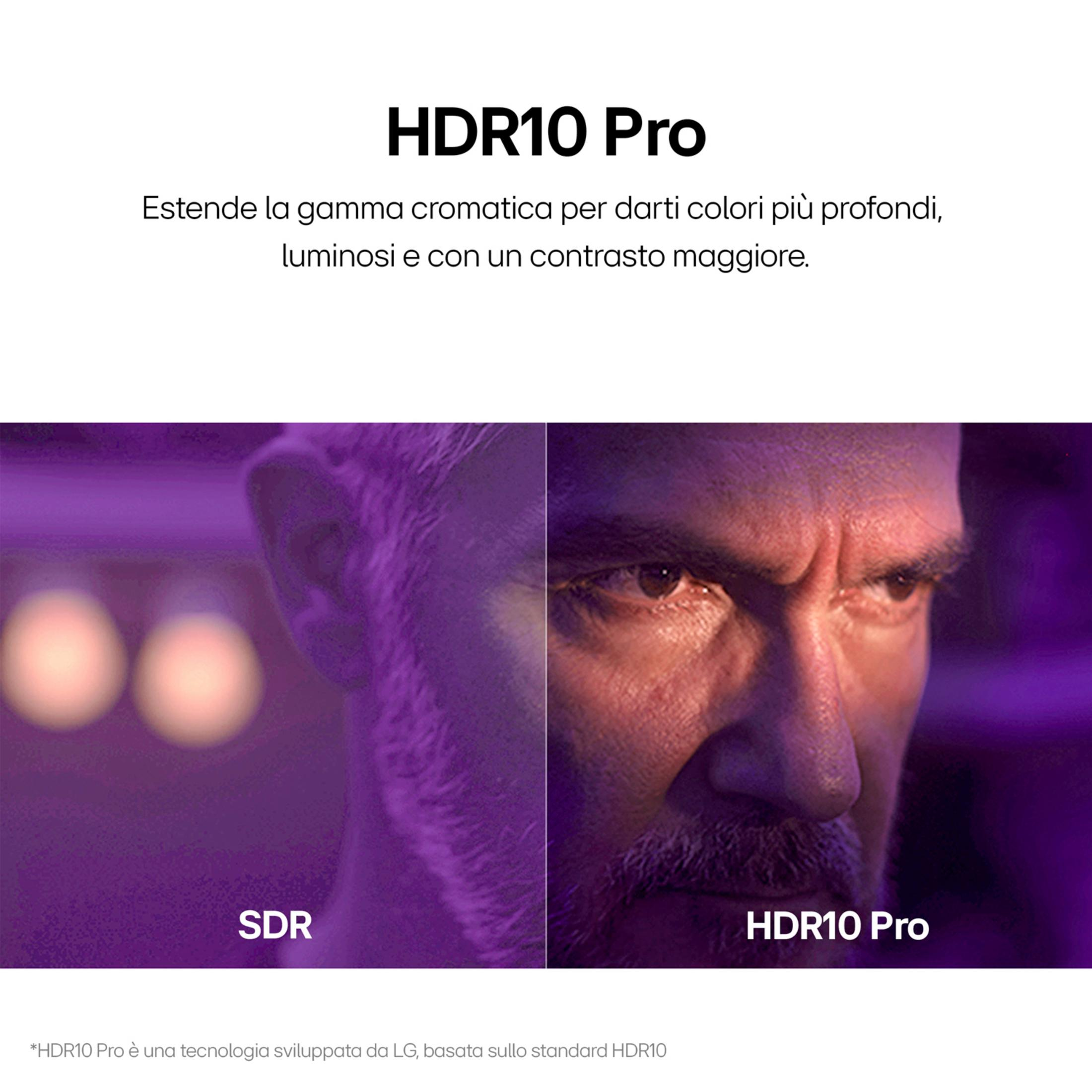 Confronto SDR e HDR10 Pro con primo piano del ritratto.