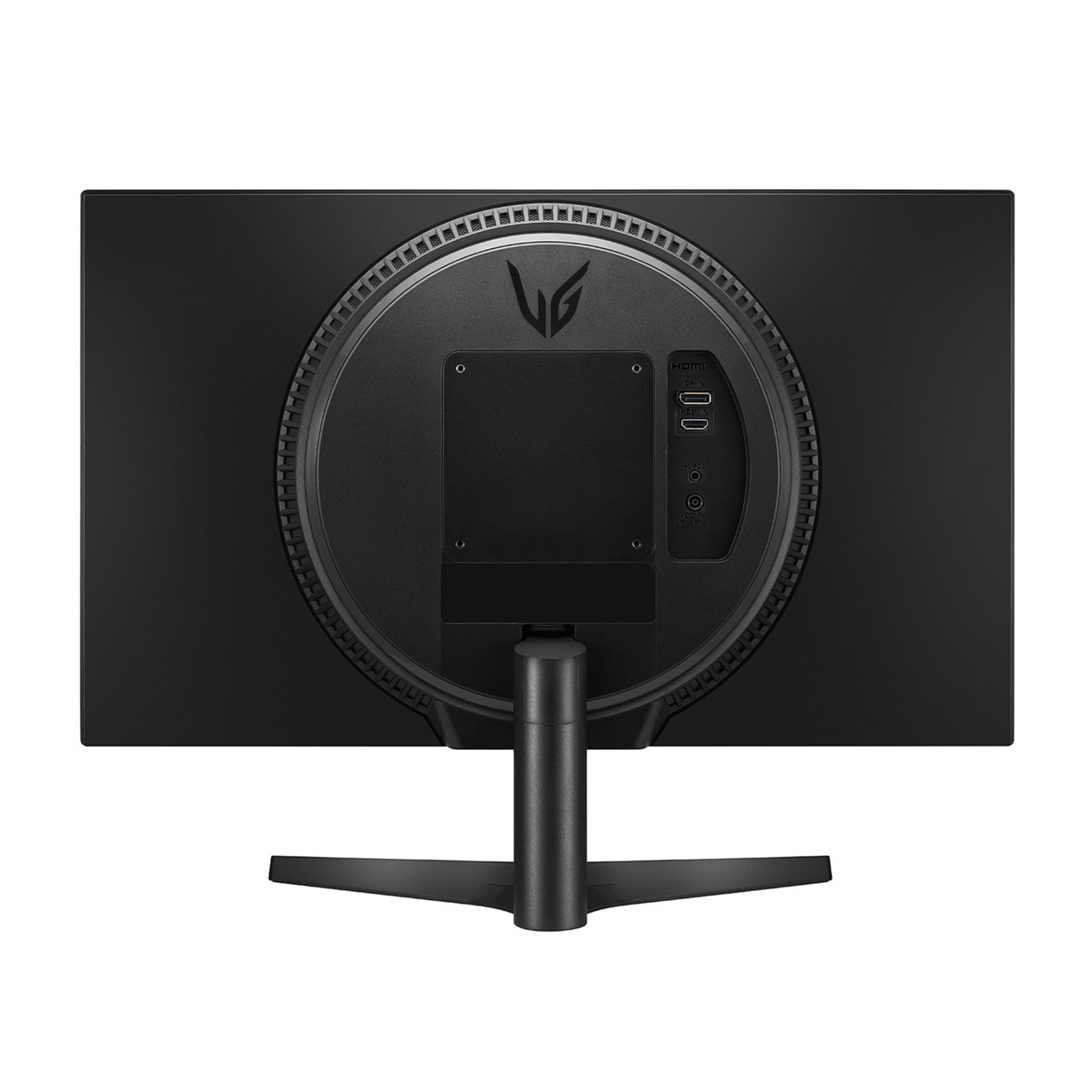 Back of a black monitor showing ports and the LG logo.