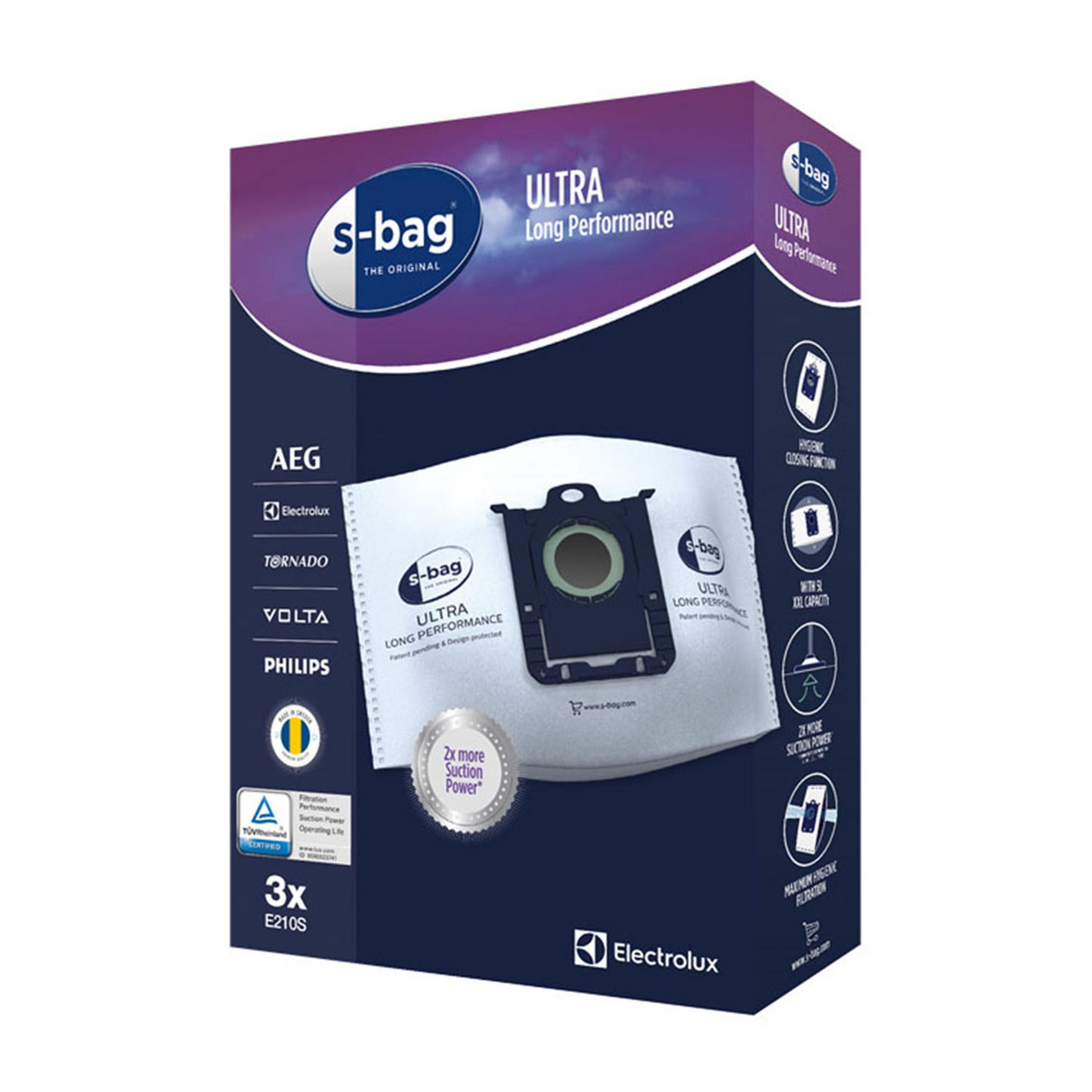 Paquete de bolsas para aspiradora S-Bag Ultra Long Performance, 3x E210S.