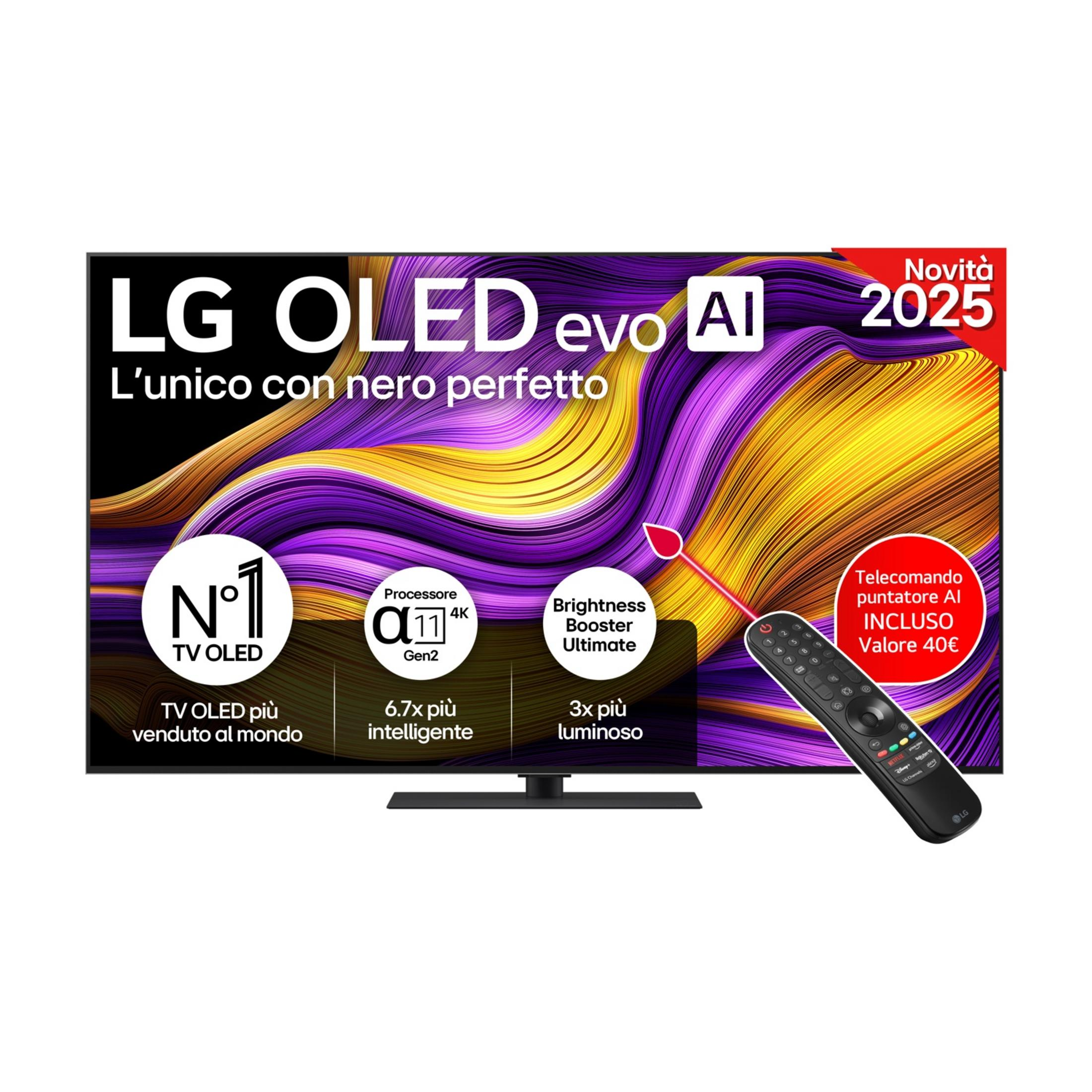 TV LG OLED evo AI 2025 con telecomando. TV N.1.