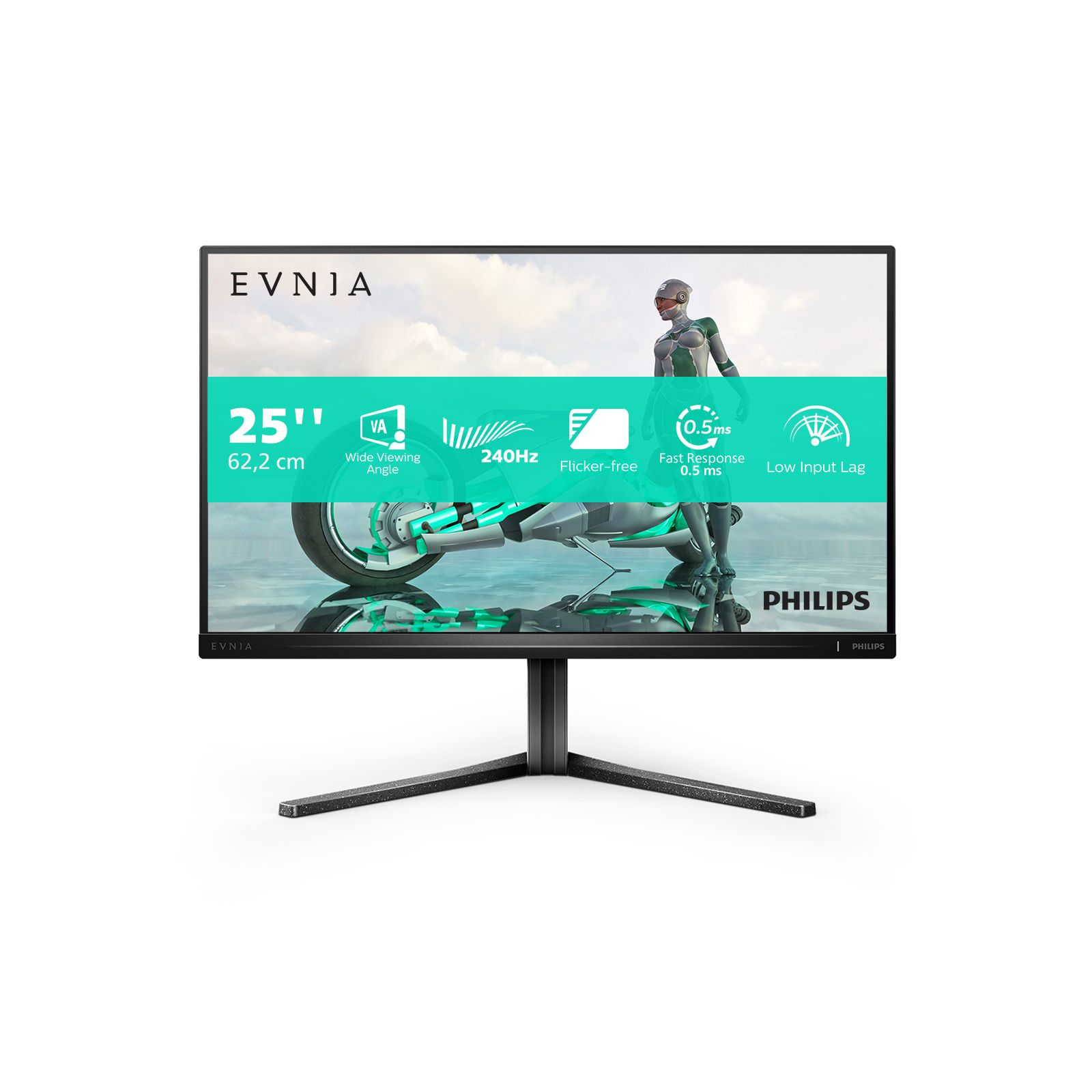 Monitor 25 cali 240Hz, panel VA, szybki czas reakcji.