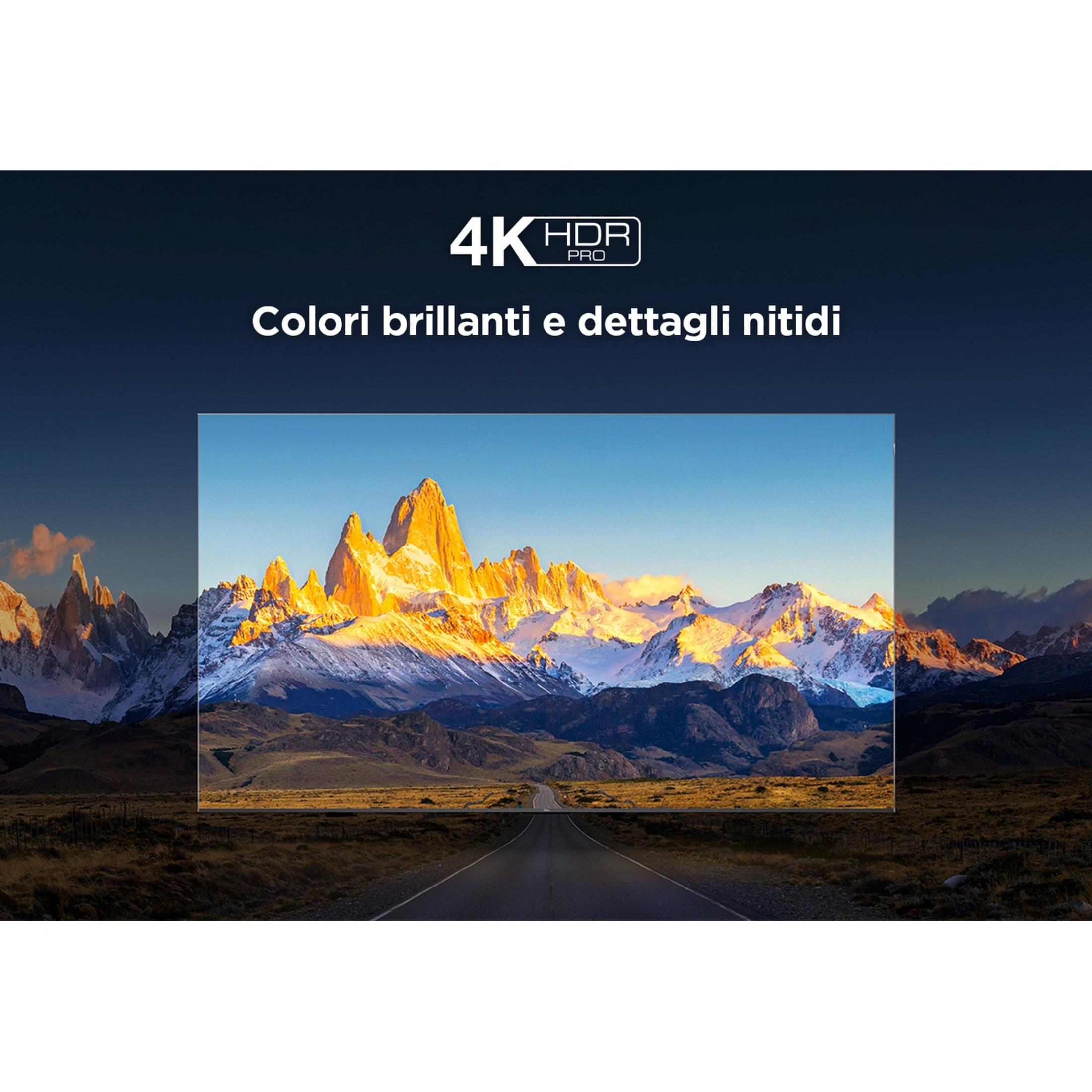 Berglandschaft mit 4K HDR PRO-Logo und Text.