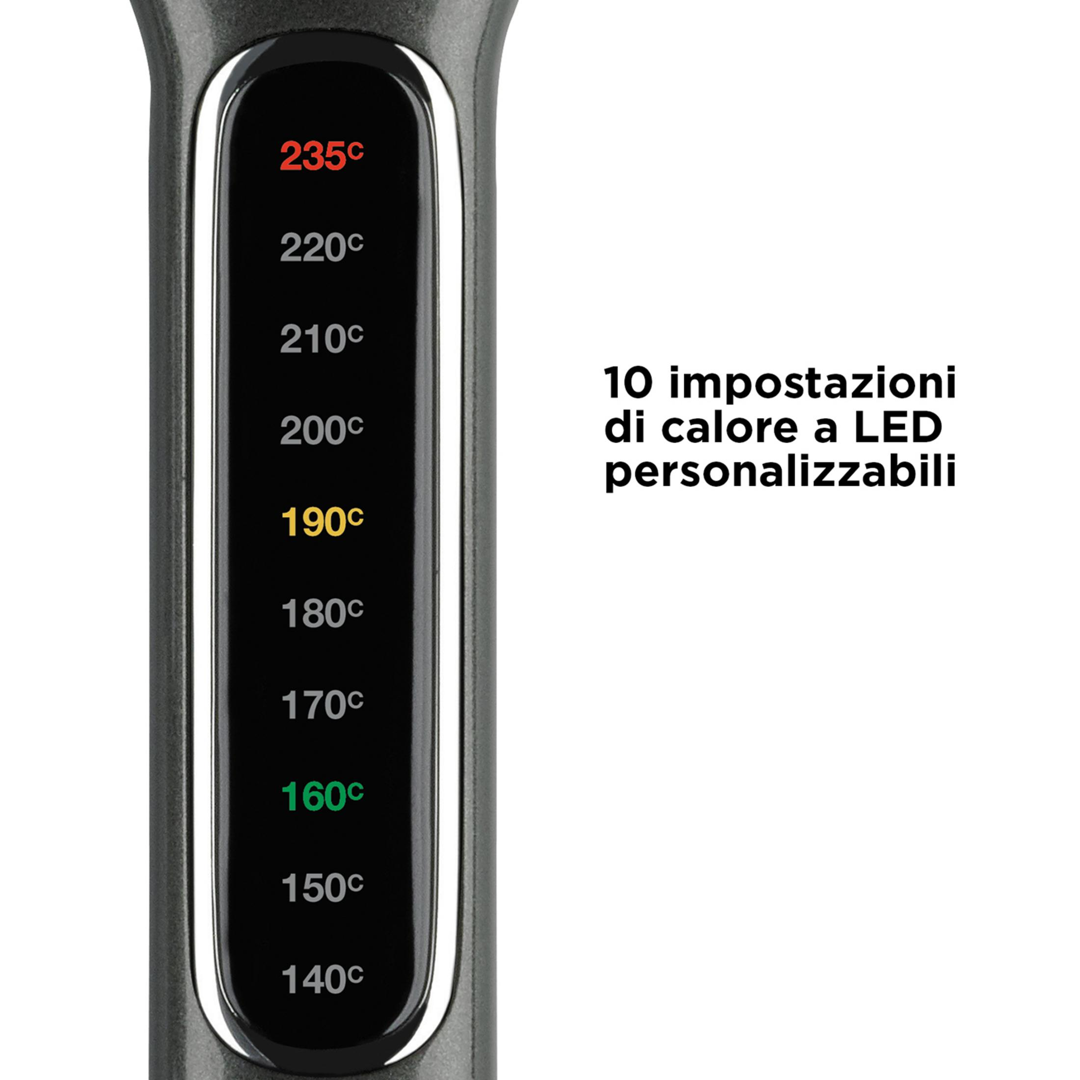 Ein Haarglätter mit LED-Anzeige von 140°C bis 235°C.