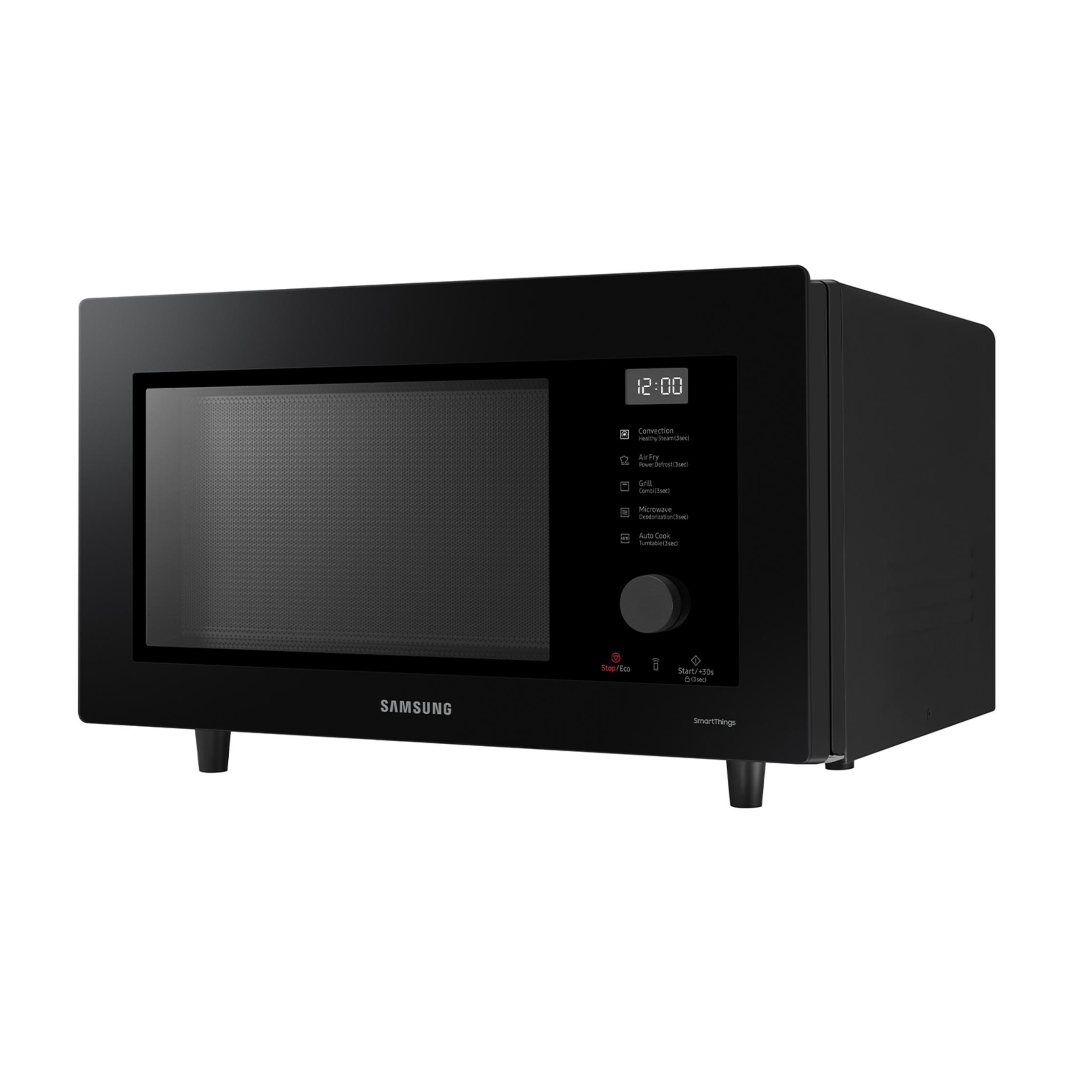 Forno a microonde Samsung nero con display digitale e pulsanti.