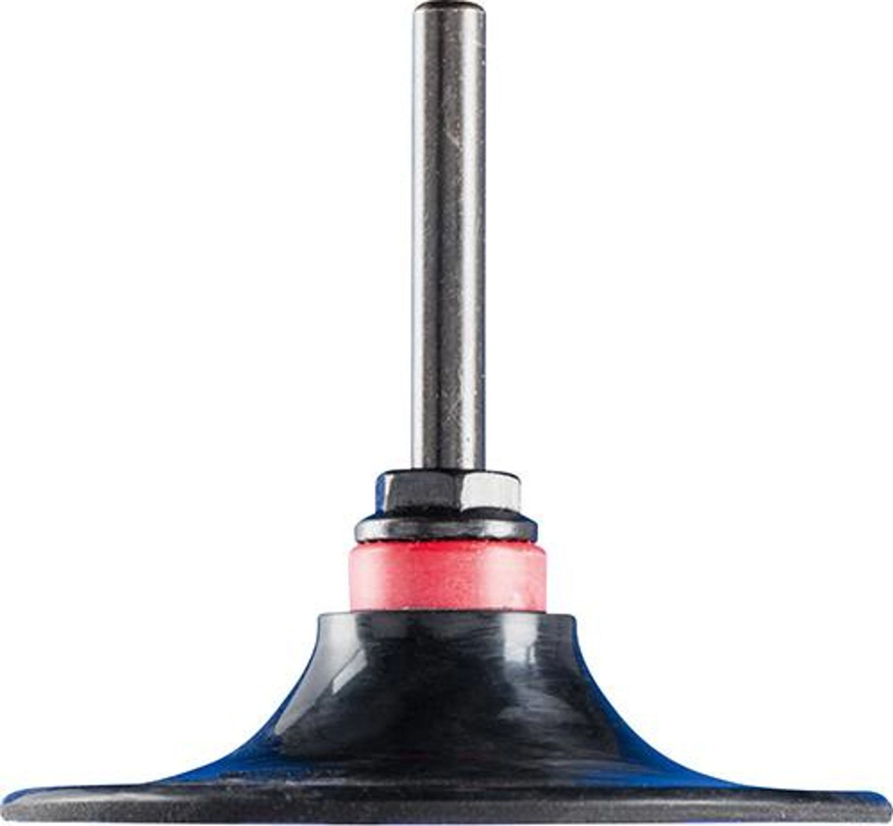 Ein polierter Metallstift mit einem schwarzen und roten Aufsatz, der für Werkzeuge verwendet wird.