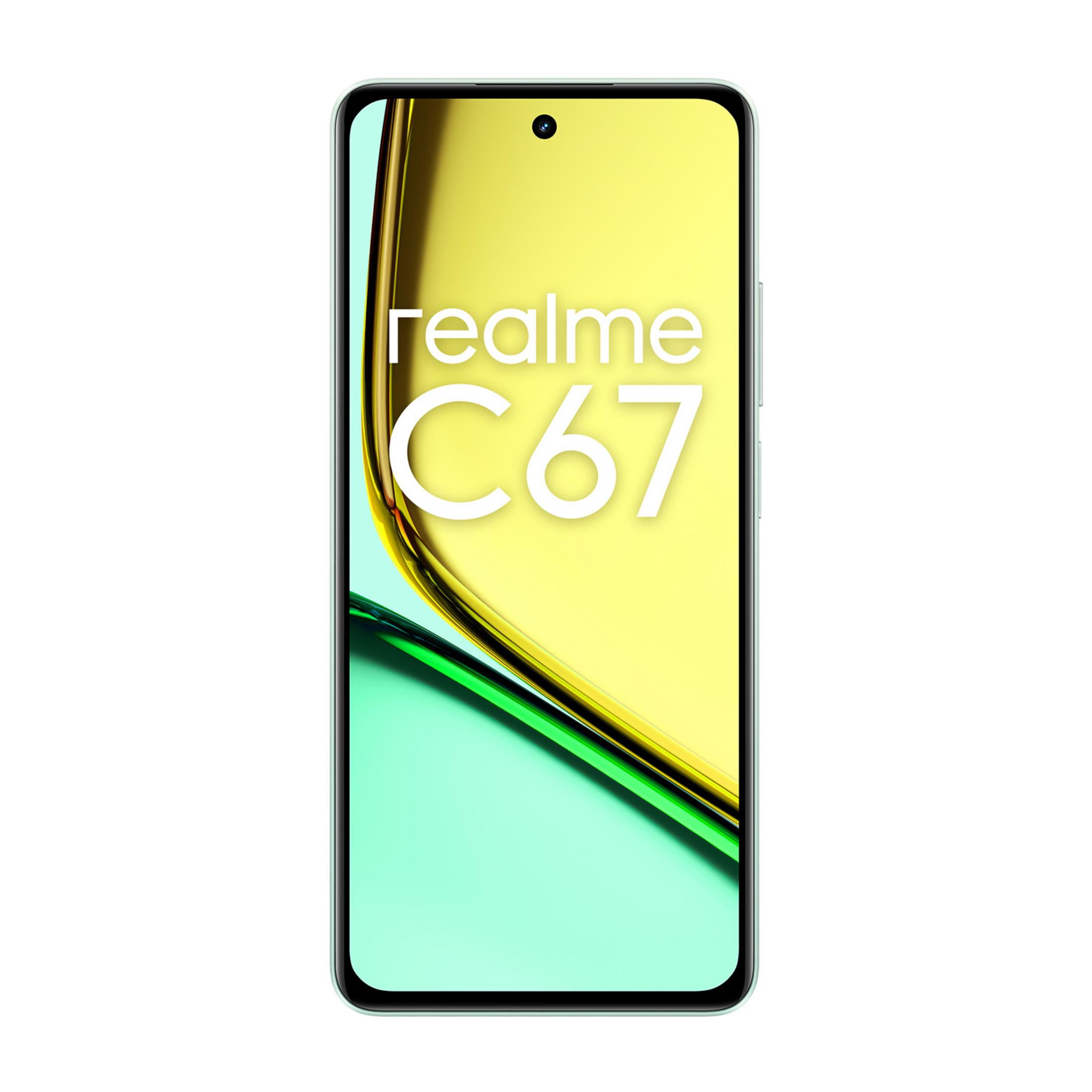 Smartfon z napisem "realme C67" na ekranie.
