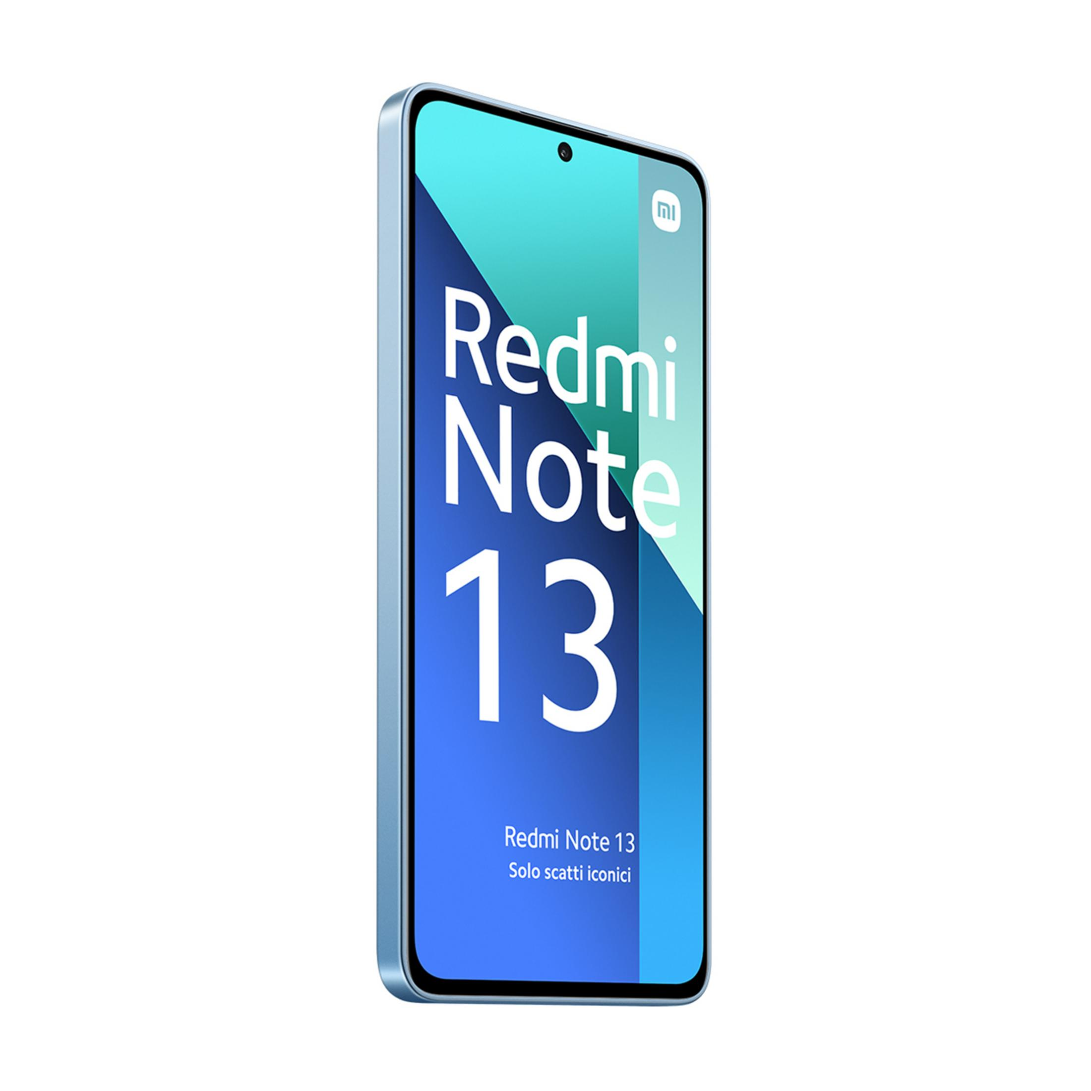 Niebieski smartfon Redmi Note 13 z białym tekstem.