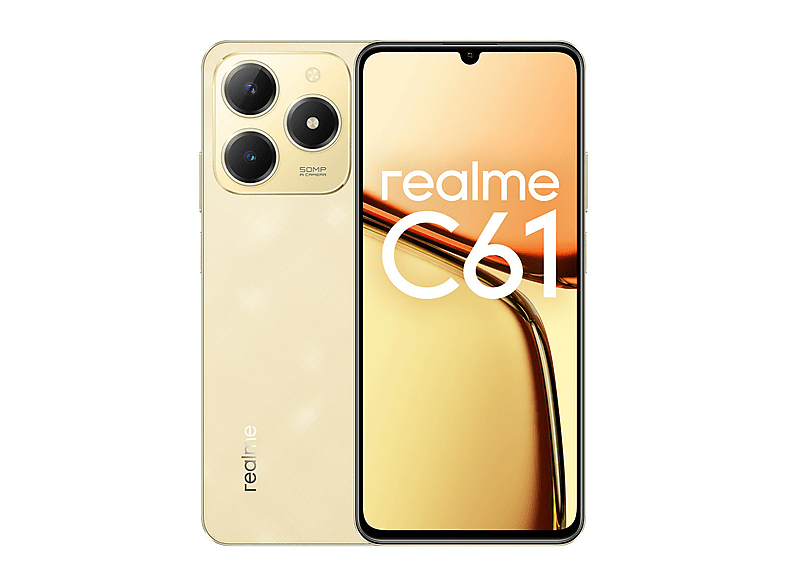 REALME C61, Sparkle Gold, Móvil Android, 256 GB, 6 GB RAM, 6,78