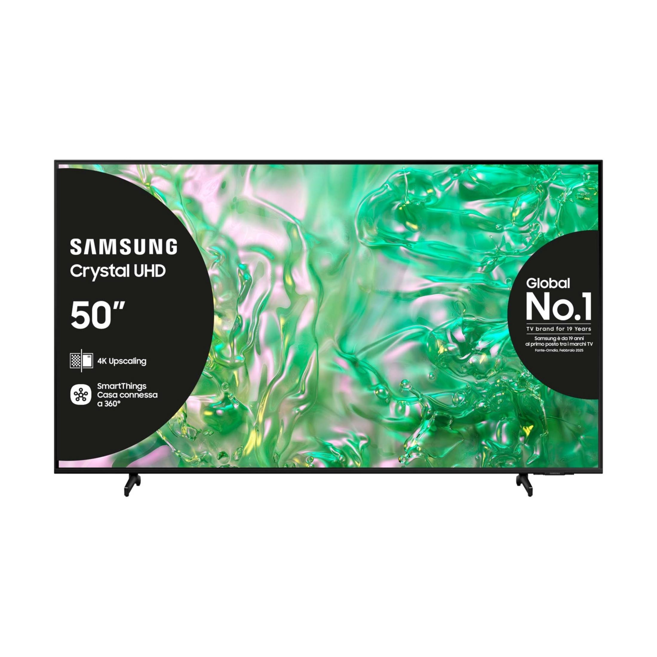 TV Samsung Crystal UHD da 50" con 4K Upscaling e SmartThings.