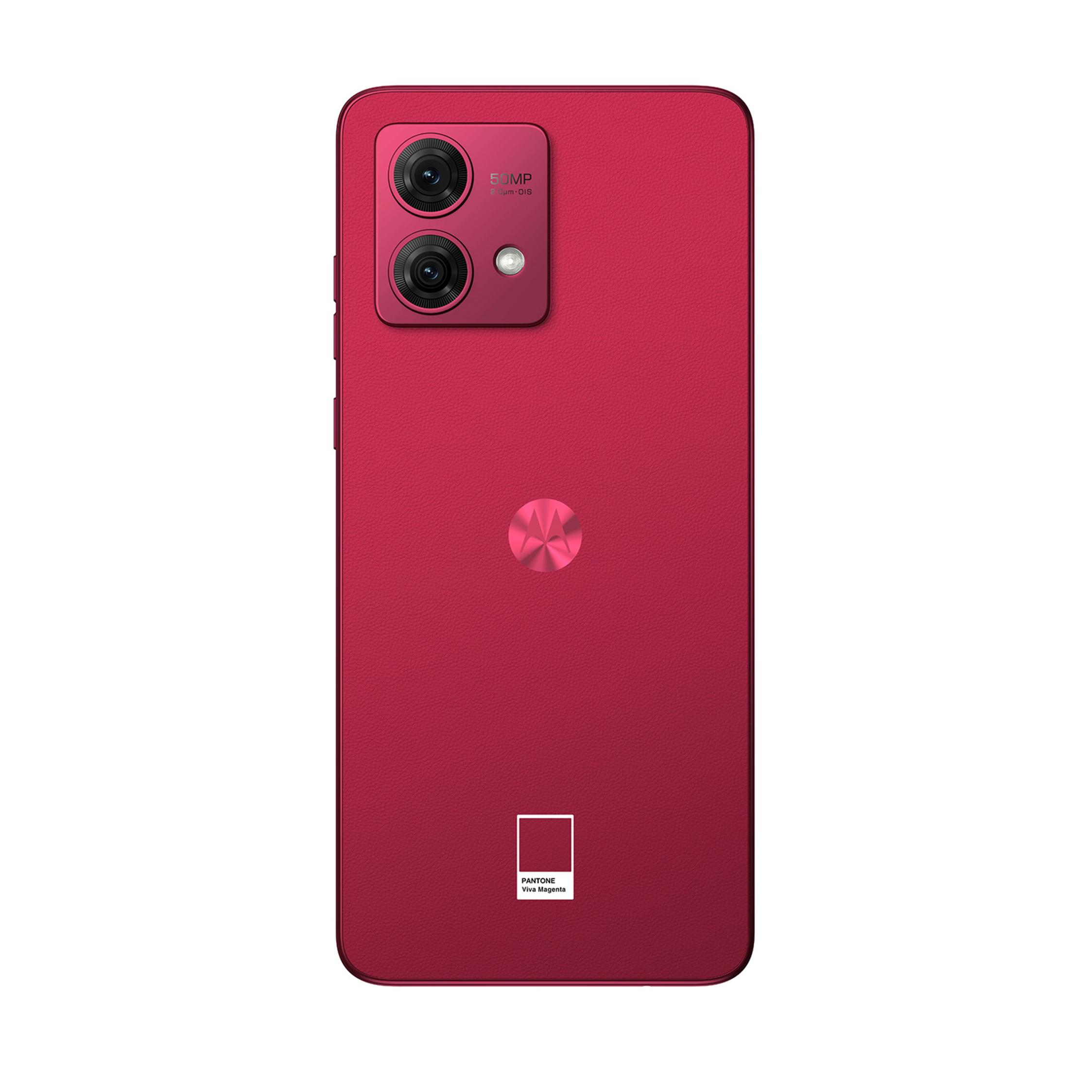 Retro di uno smartphone rosso con due fotocamere e il logo Pantone.