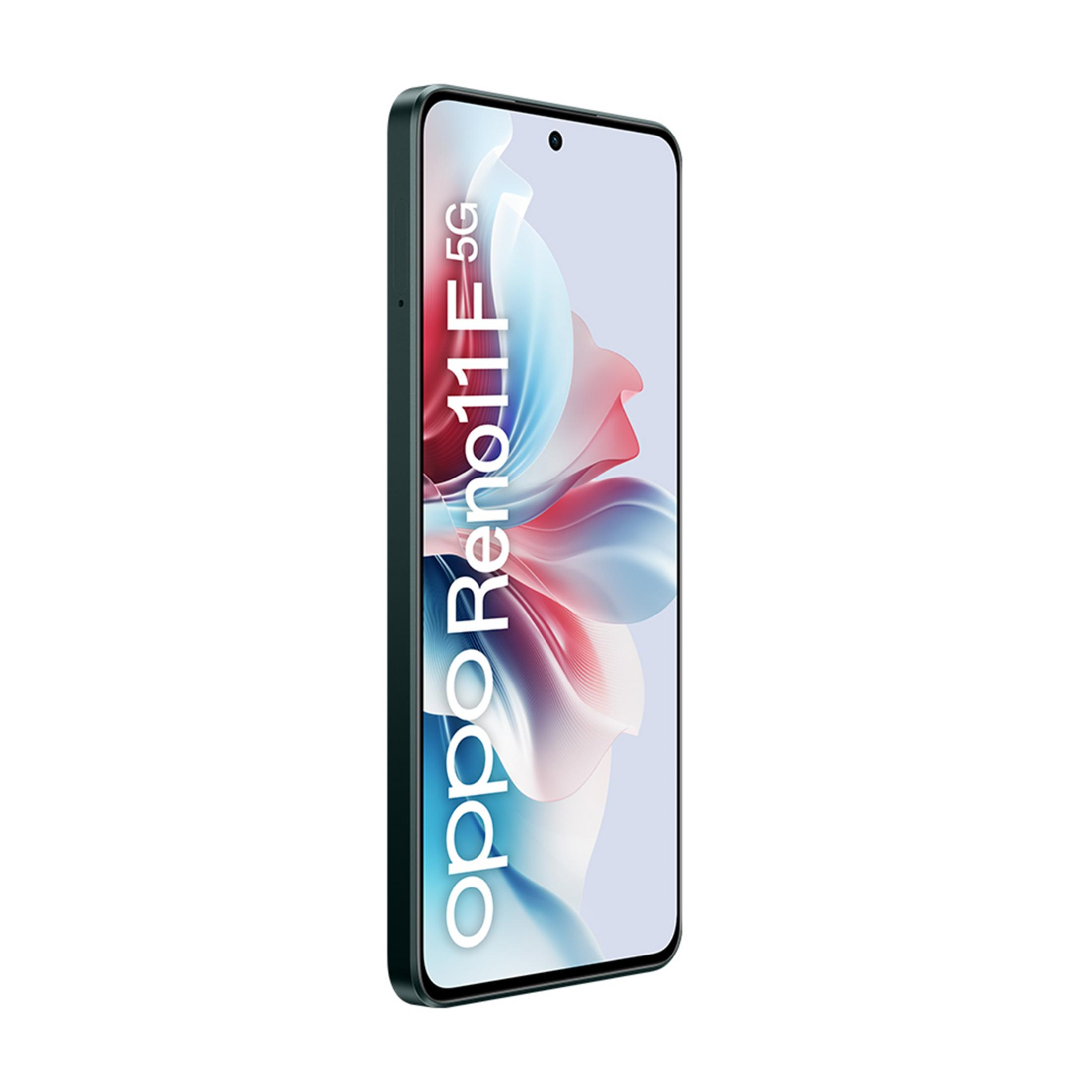 Czarny smartfon z napisem "oppo Reno11 5G" na ekranie.