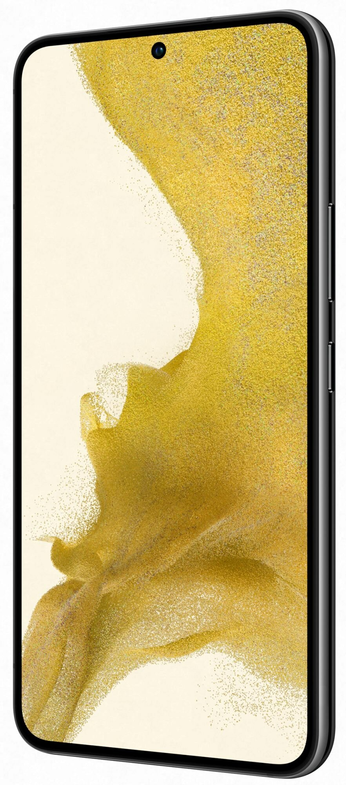 Smartfon wyświetlający złoty, błyszczący wzór na ekranie.