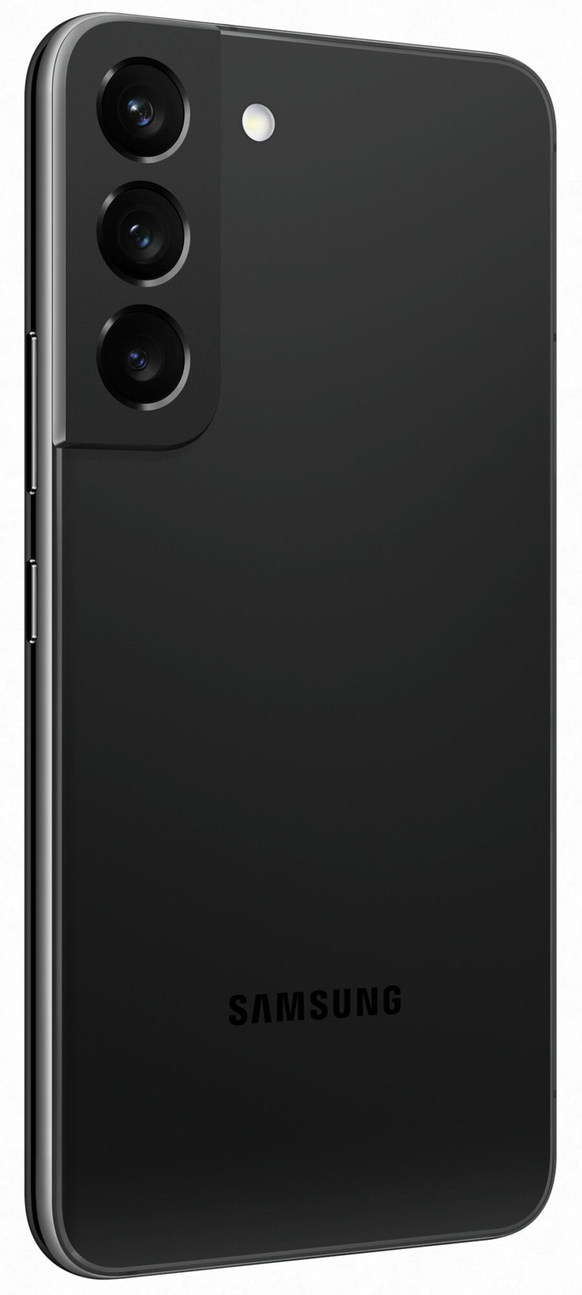 Czarny smartfon Samsung z trzema obiektywami i lampą błyskową.