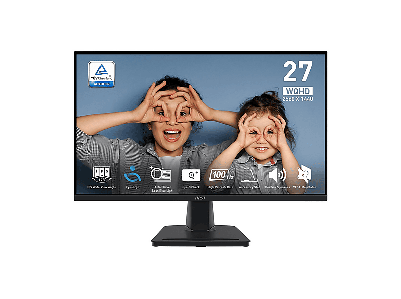 MSI PRO MP275Q 100HZ 1MS ANTI-GLARE 27 inç WQHD 4 ms 100 Hz Monitör Siyah