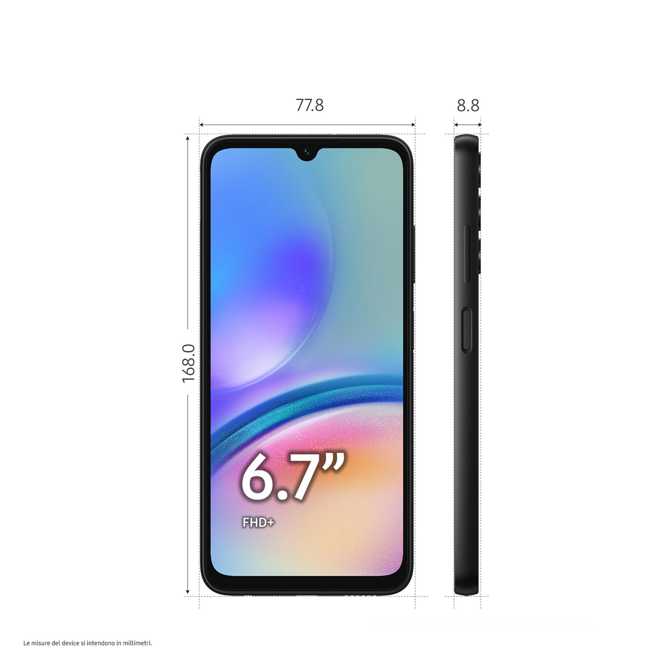 Uno smartphone con display FHD+ da 6,7 pollici. Dimensioni: 168,0 x 77,8 x 8,8 mm.