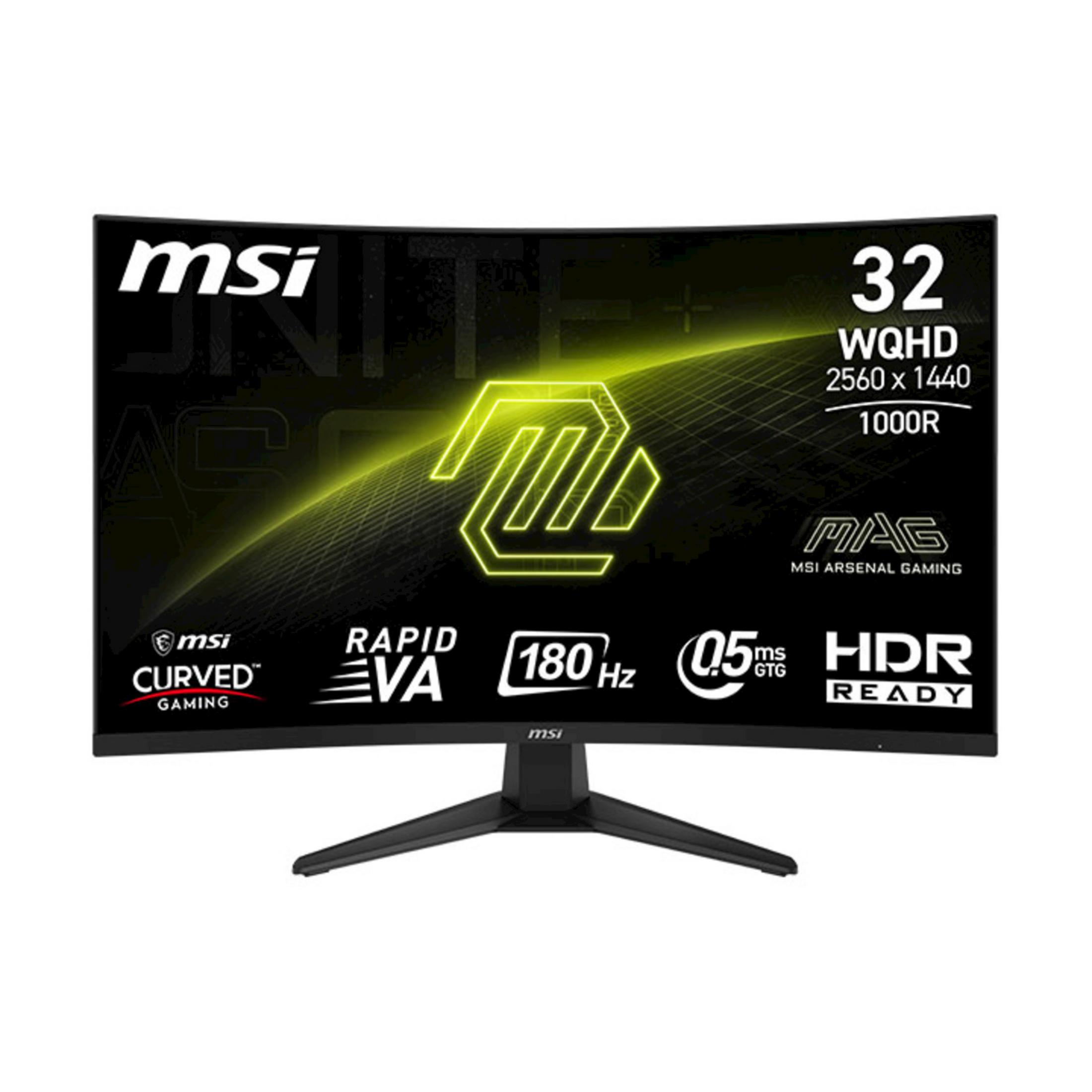 Un monitor gaming curvo MSI WQHD da 32 pollici con 180Hz e HDR.