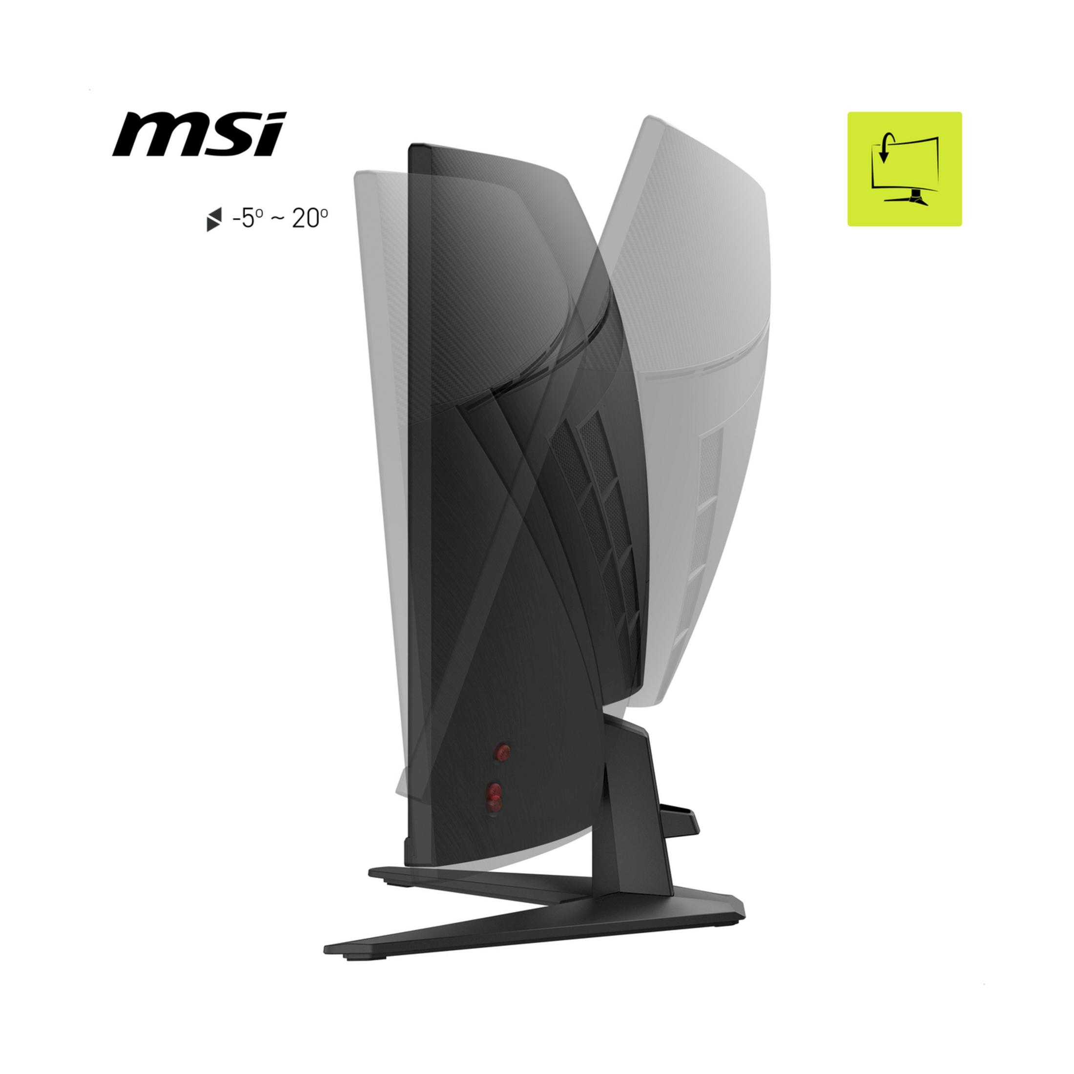 Monitor MSI z kątem nachylenia od -5° do 20°, z ikoną.